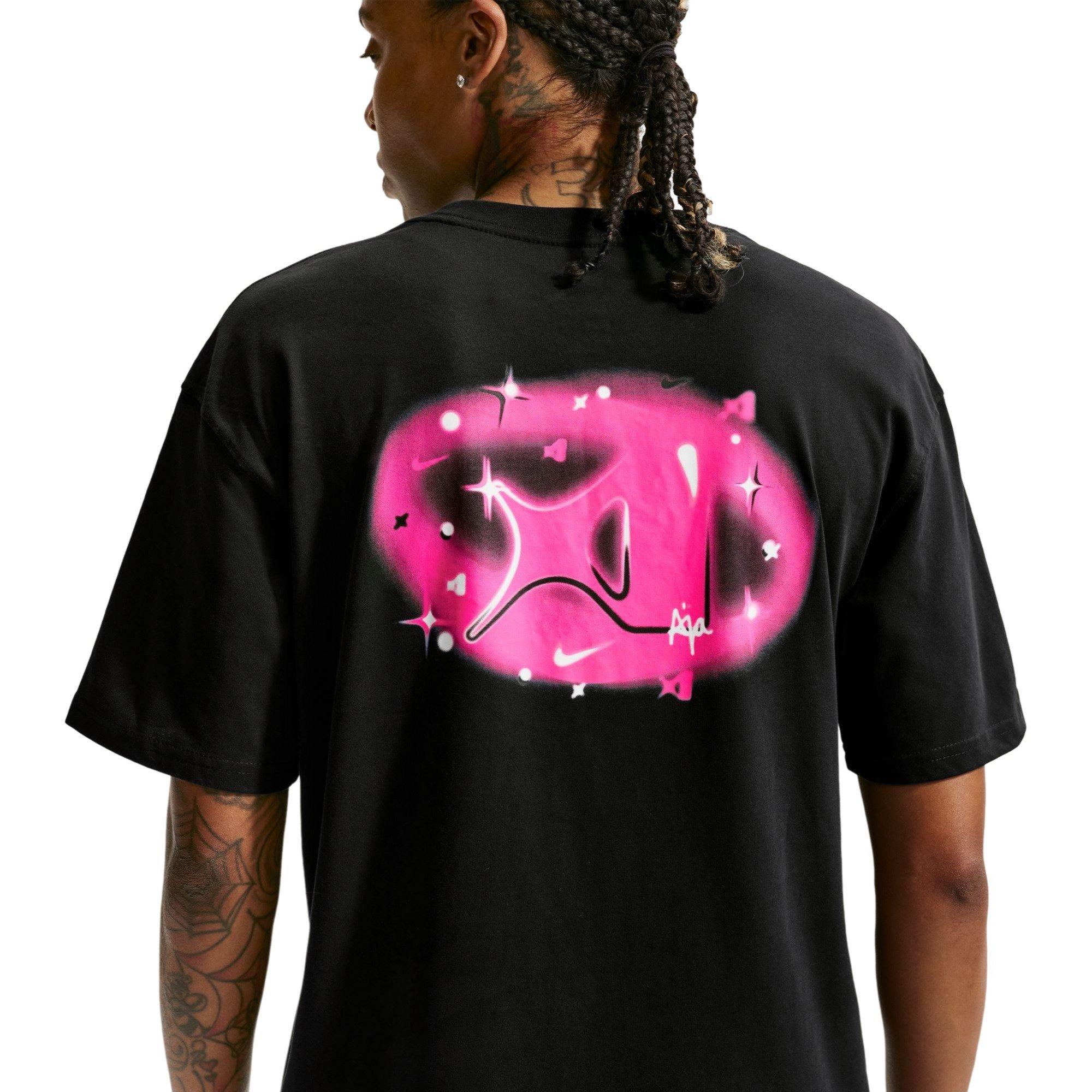 Nike Women's A'ja Dri-FIT Basketball Tee - Black/Pink - BLACK/PINK Thumbnail View 4