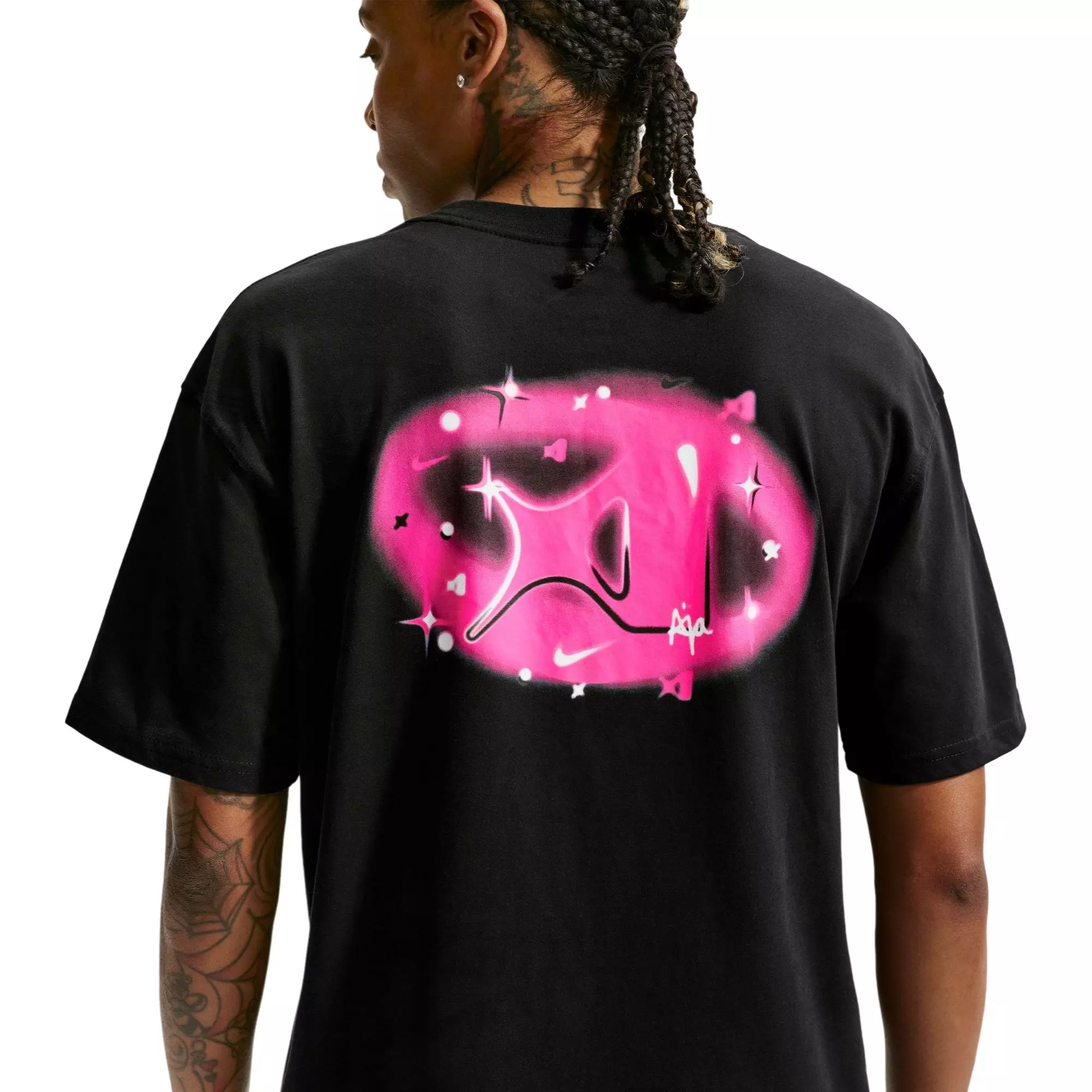 Nike Women's A'ja Dri-FIT Basketball Tee - Black/Pink - BLACK/PINK