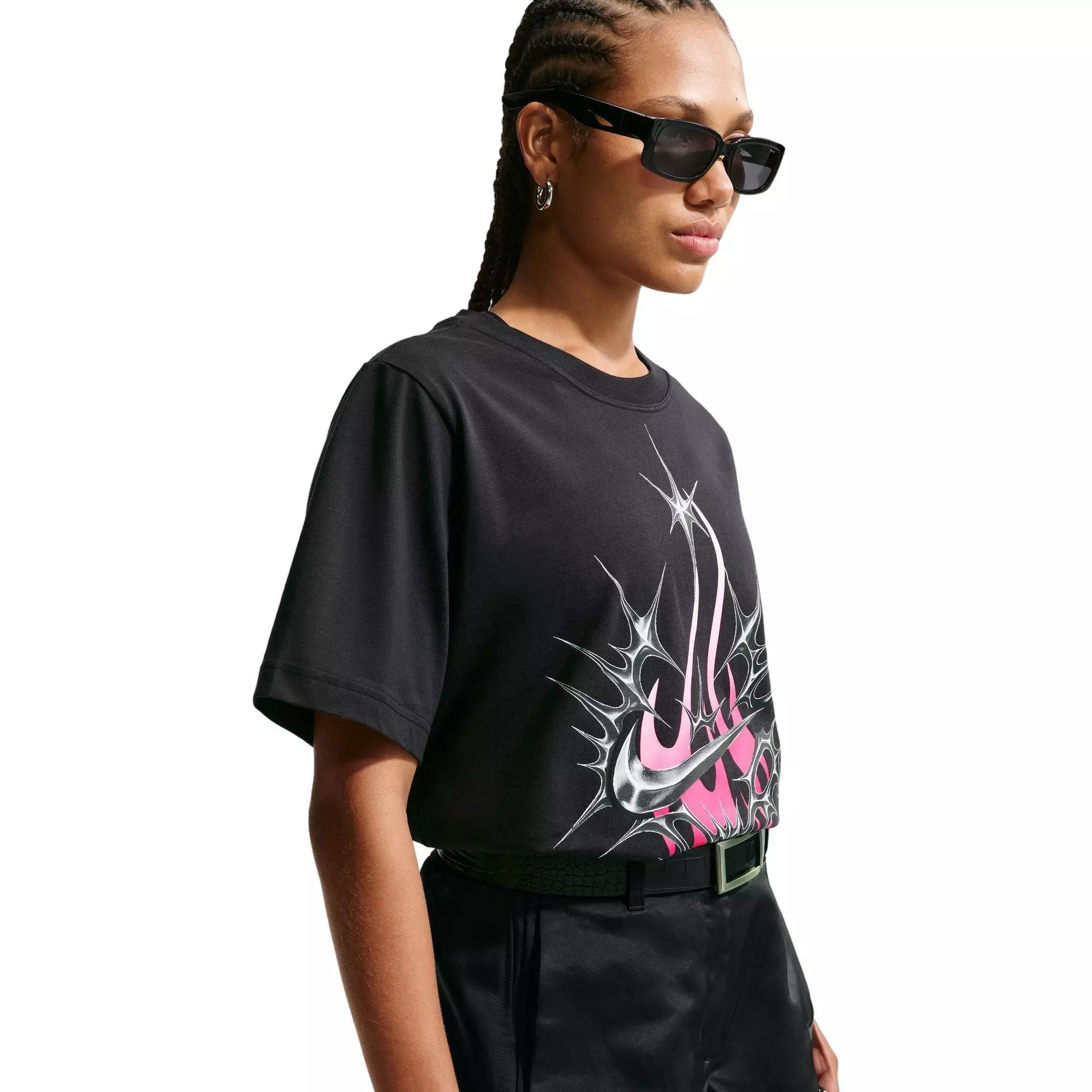 Nike Women's Sportswear Swoosh Tee - BLACK/PINK