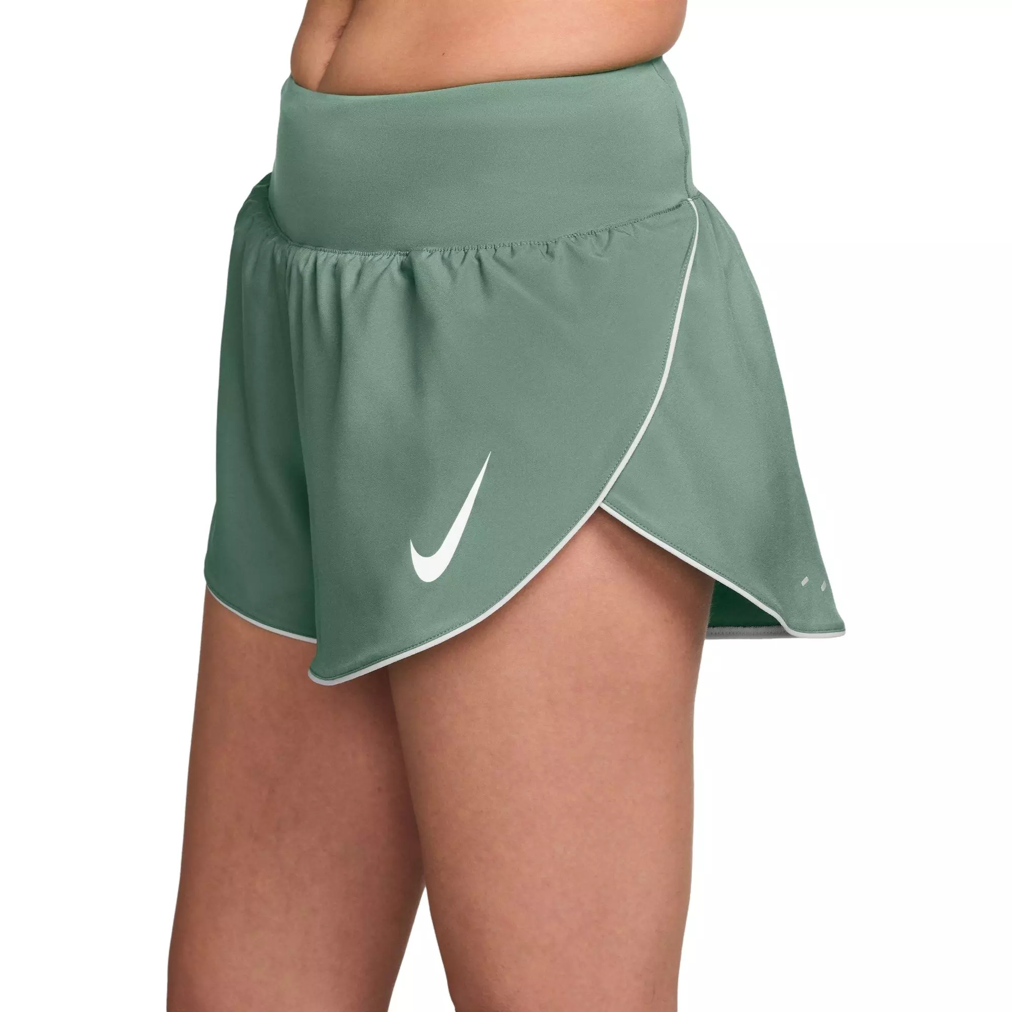 Nike Women's Tempo Swoosh Dri-FIT Mid-Rise Running Shorts - SAGE GREEN