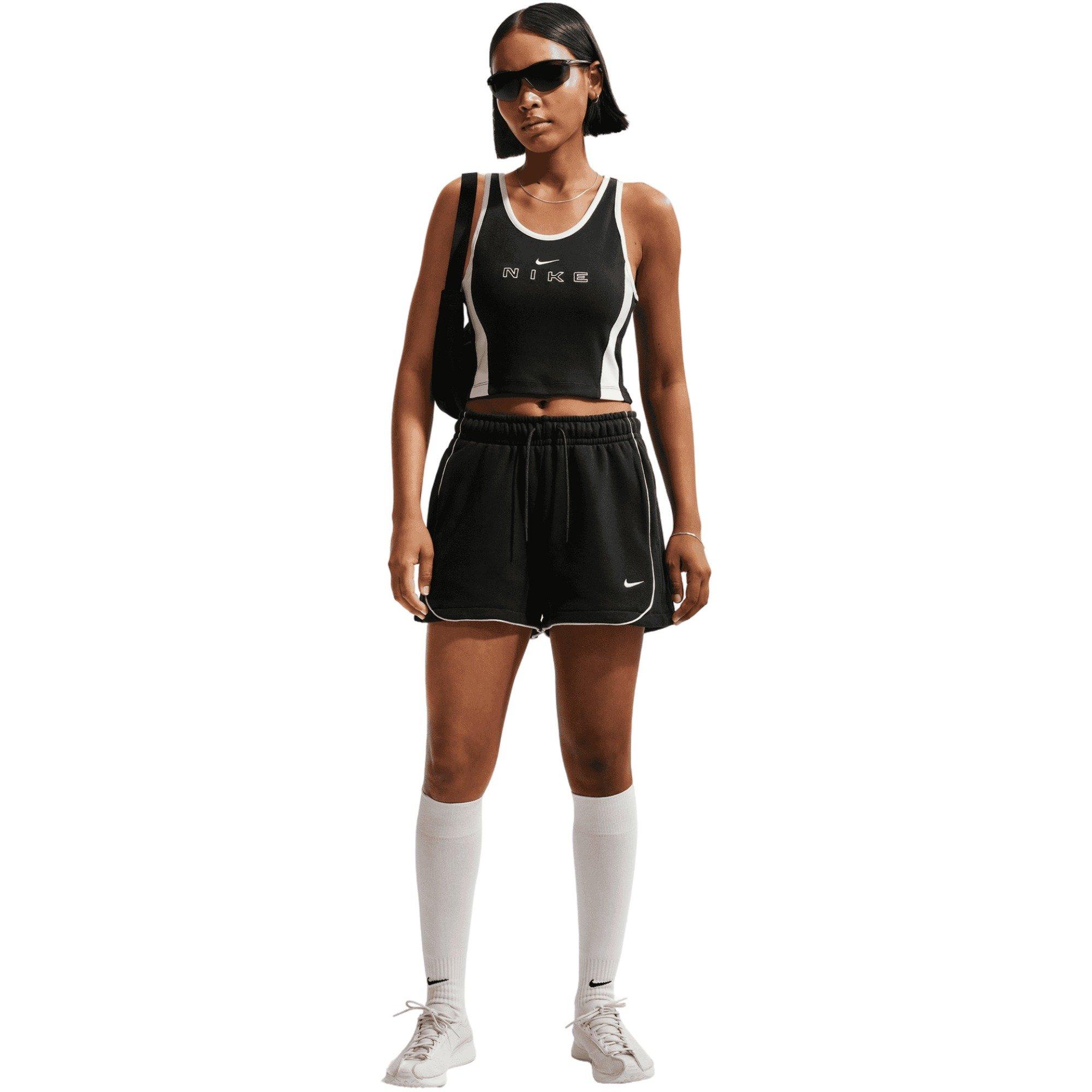 Nike Women's Sportswear Loose Mid-Rise 3" Fleece Shorts - BLACK/WHITE Thumbnail View 1