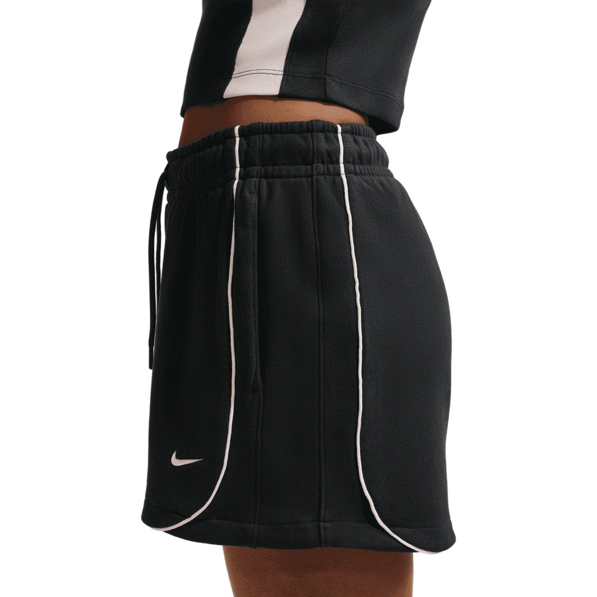 Nike Women's Sportswear Loose Mid-Rise 3" Fleece Shorts - BLACK/WHITE Thumbnail View 4