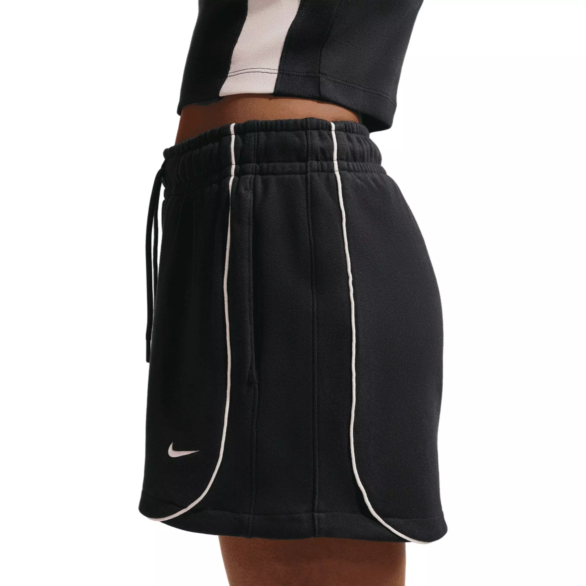 Nike Women's Sportswear Loose Mid-Rise 3" Fleece Shorts - BLACK/WHITE