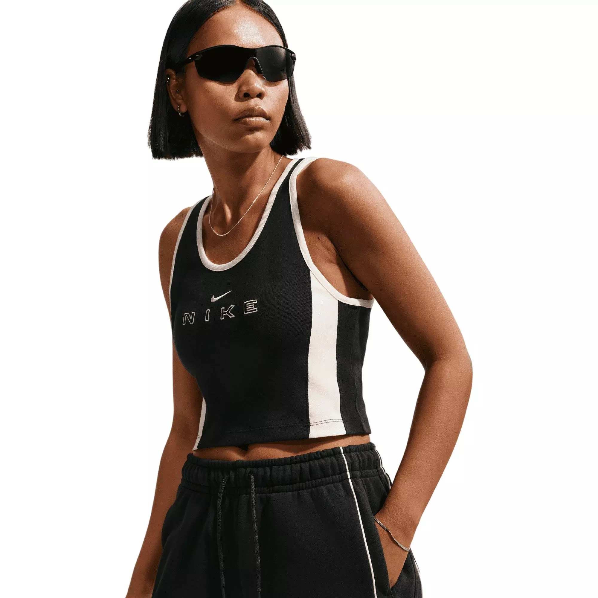 Nike Women's Sportswear Loose Mid-Rise 3" Fleece Shorts - BLACK/WHITE