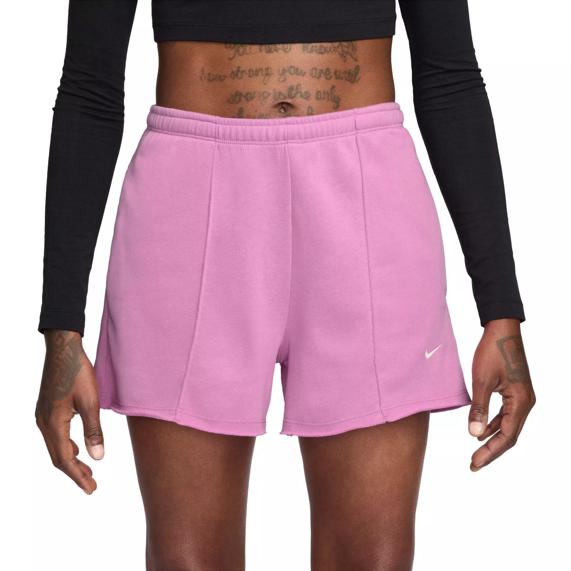 Nike Women's Sportswear Chill Terry Mid-Rise French Terry Shorts - Magenta - MAGENTA