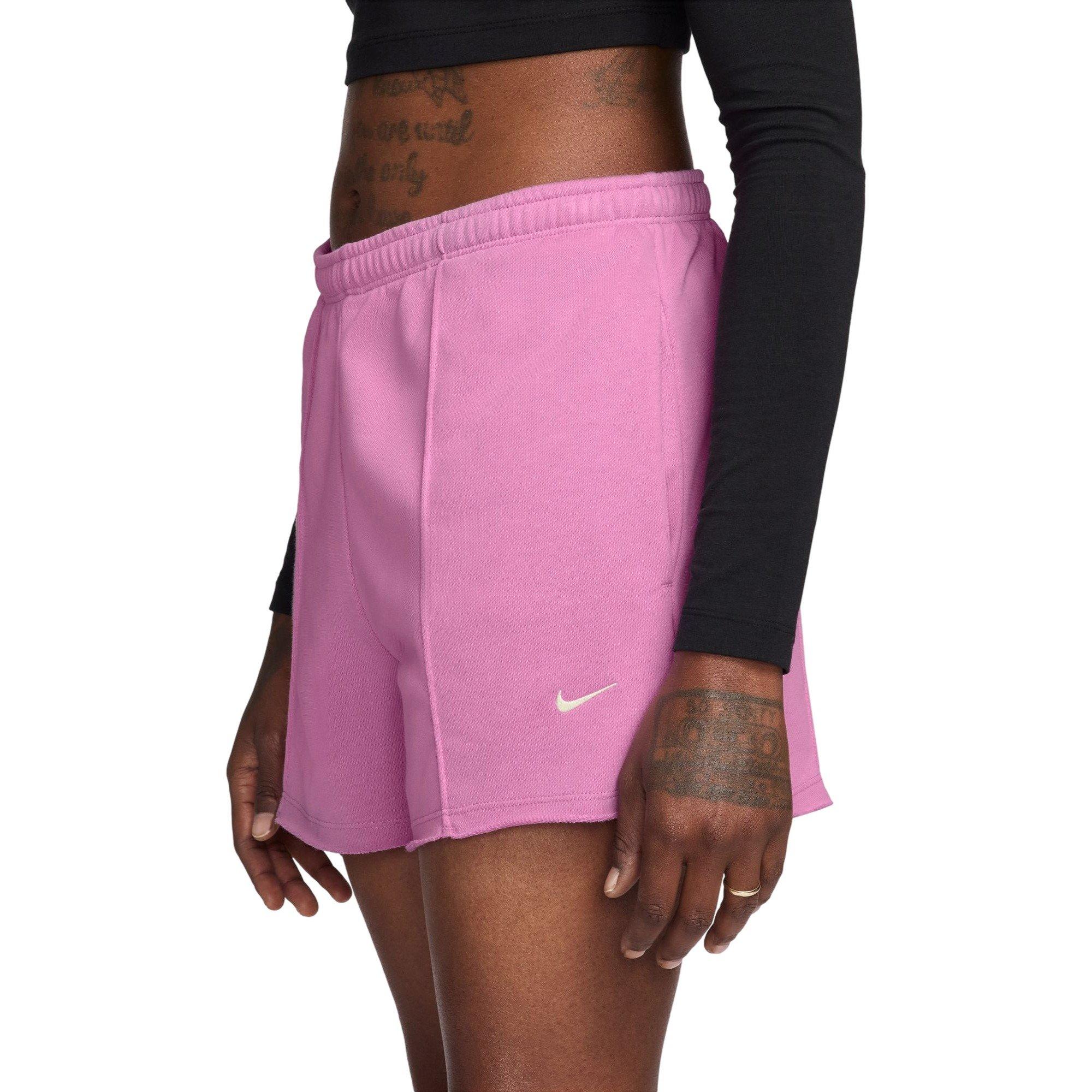 Nike Women's Sportswear Chill Terry Mid-Rise French Terry Shorts - Magenta - MAGENTA Thumbnail View 3