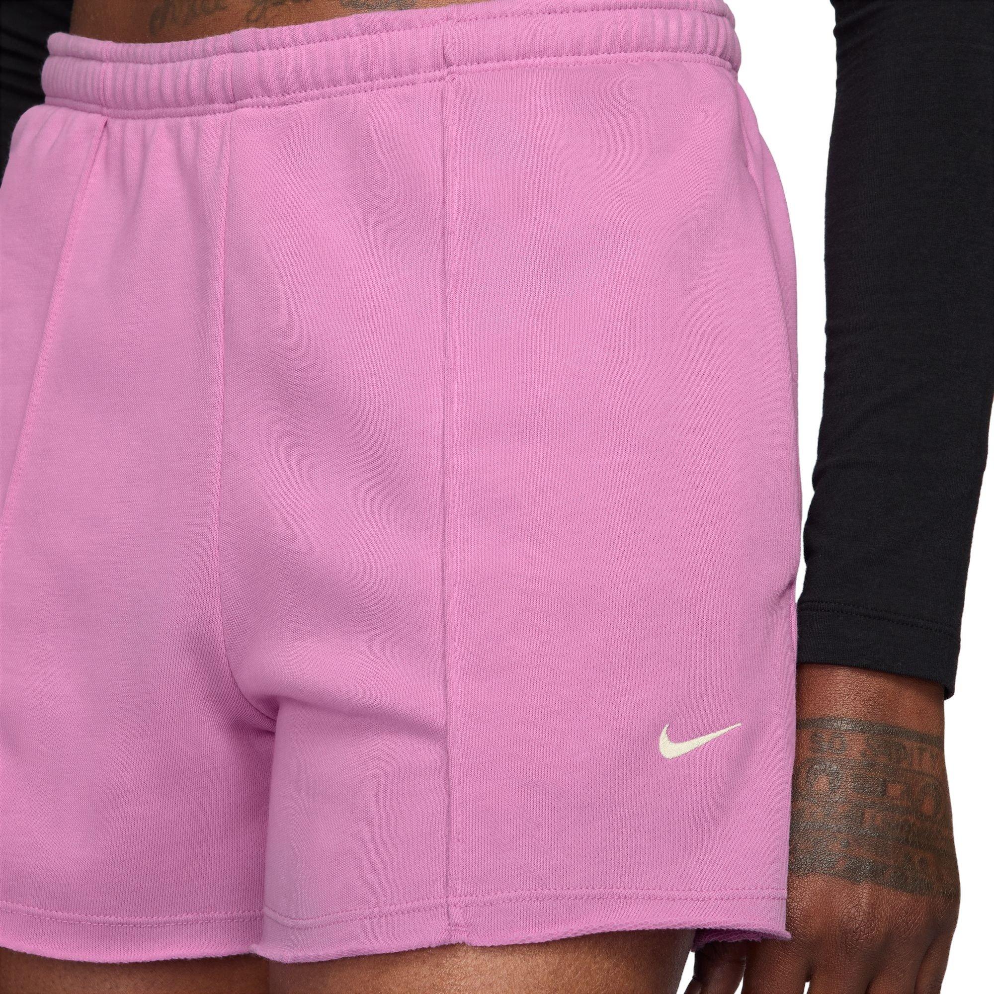 Nike Women's Sportswear Chill Terry Mid-Rise French Terry Shorts - Magenta - MAGENTA Thumbnail View 4