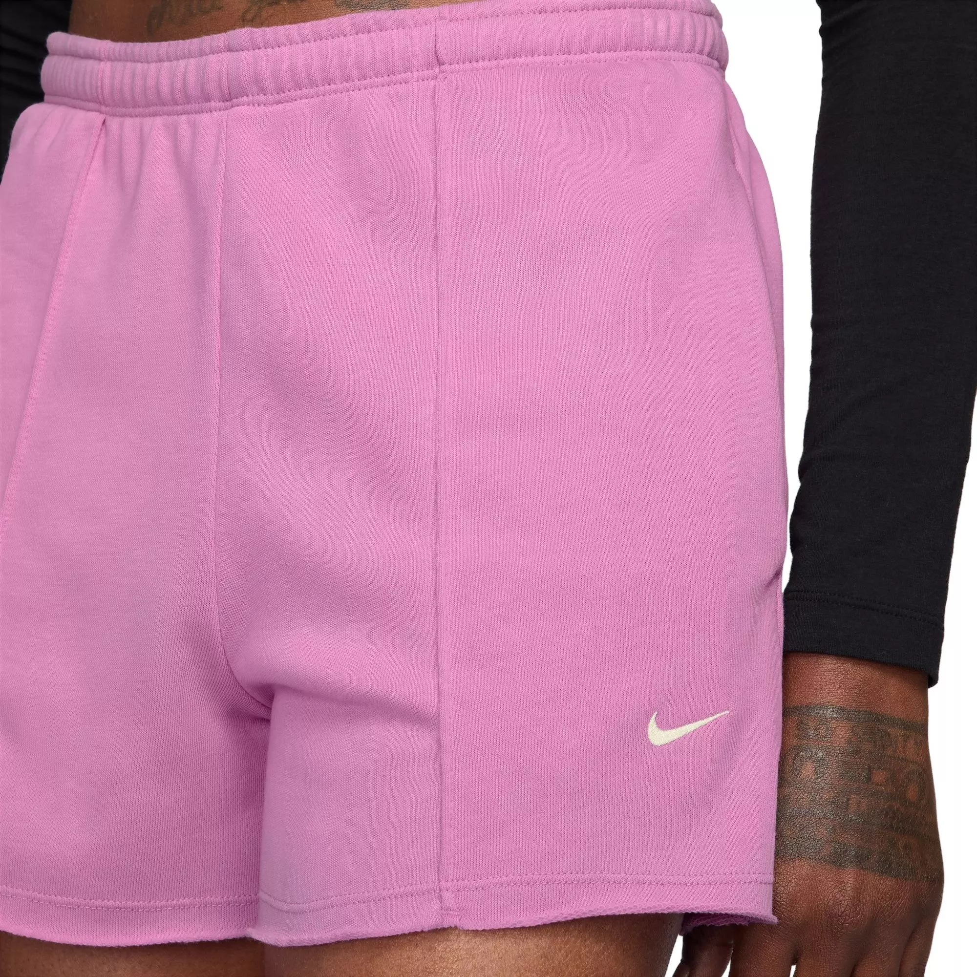 Nike Women's Sportswear Chill Terry Mid-Rise French Terry Shorts - Magenta - MAGENTA