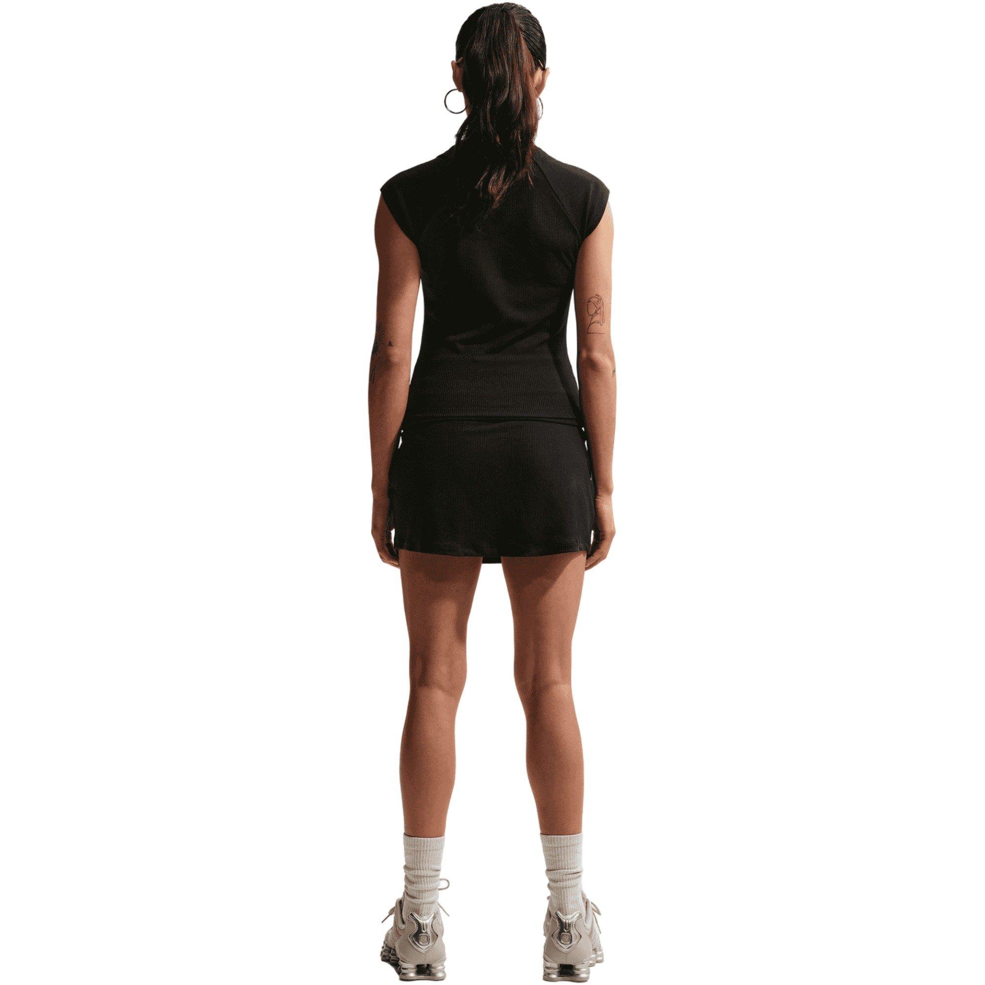 Nike Women's Sportswear Chill Knit Mid-Rise Tight Ribbed Skort - BLACK Thumbnail View 2