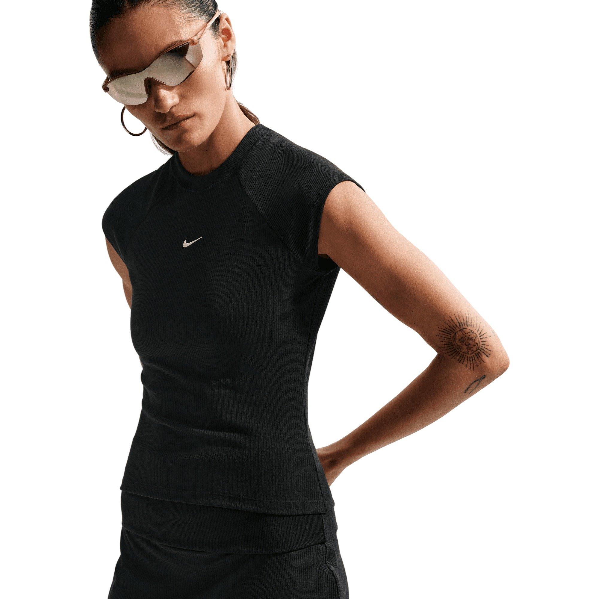 Nike Women's Sportswear Chill Knit Mid-Rise Tight Ribbed Skort - BLACK Thumbnail View 5