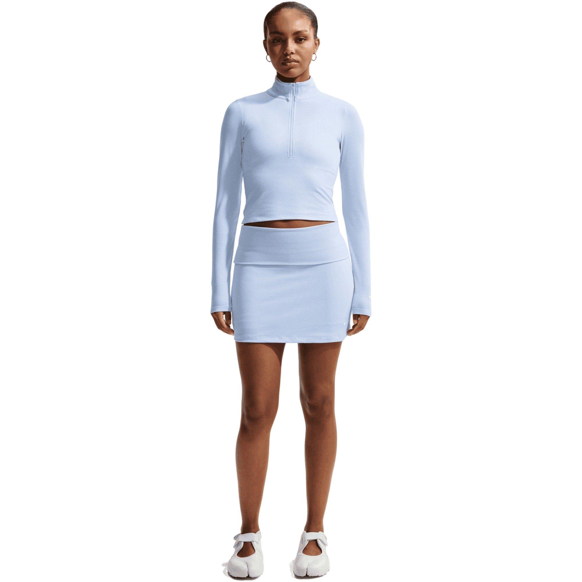 Nike Women's Sportswear Chill Knit Mid-Rise Tight Ribbed Skort - Lt Blue - LT BLUE Thumbnail View 1