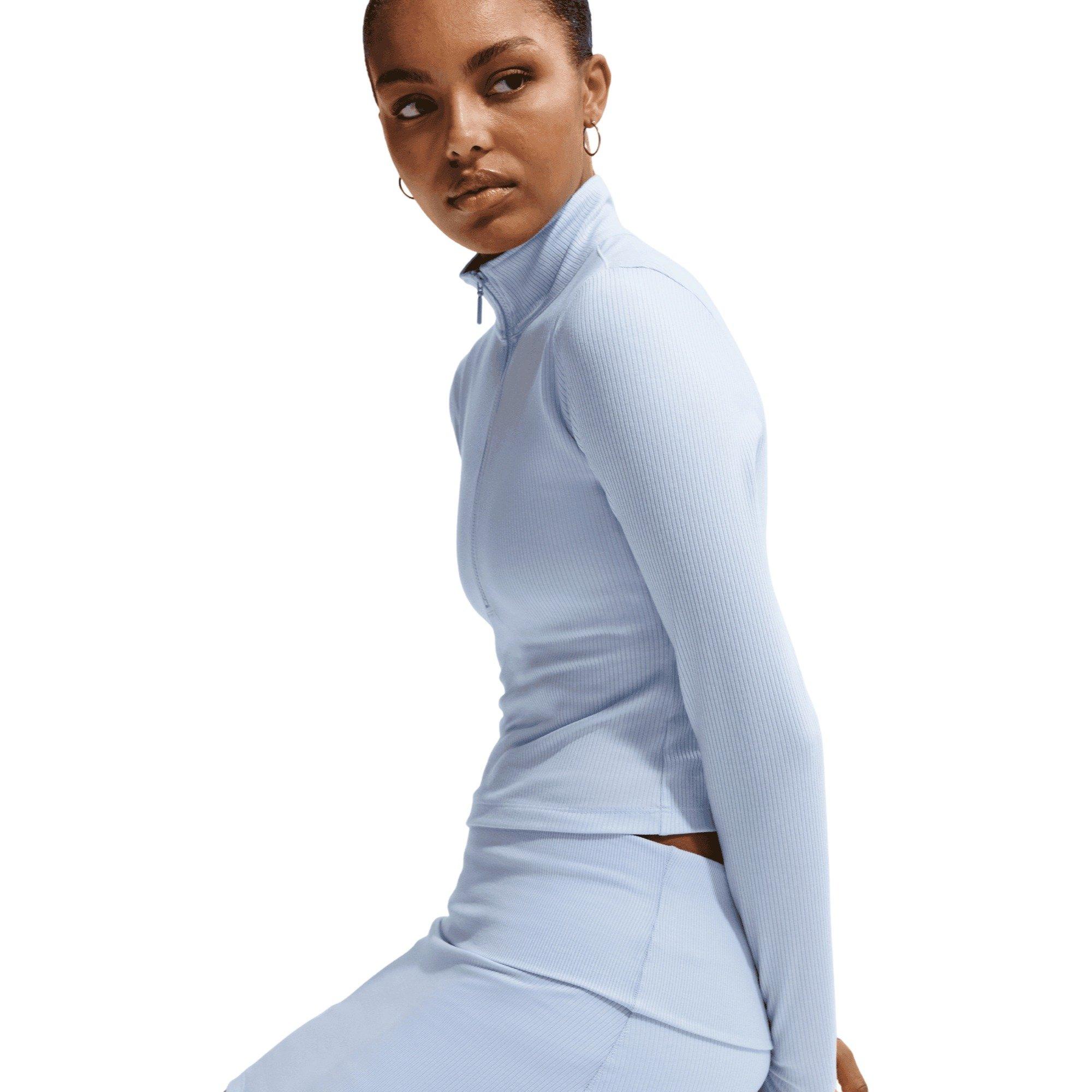 Nike Women's Sportswear Chill Knit Mid-Rise Tight Ribbed Skort-Lt Blue - LT BLUE Thumbnail View 6