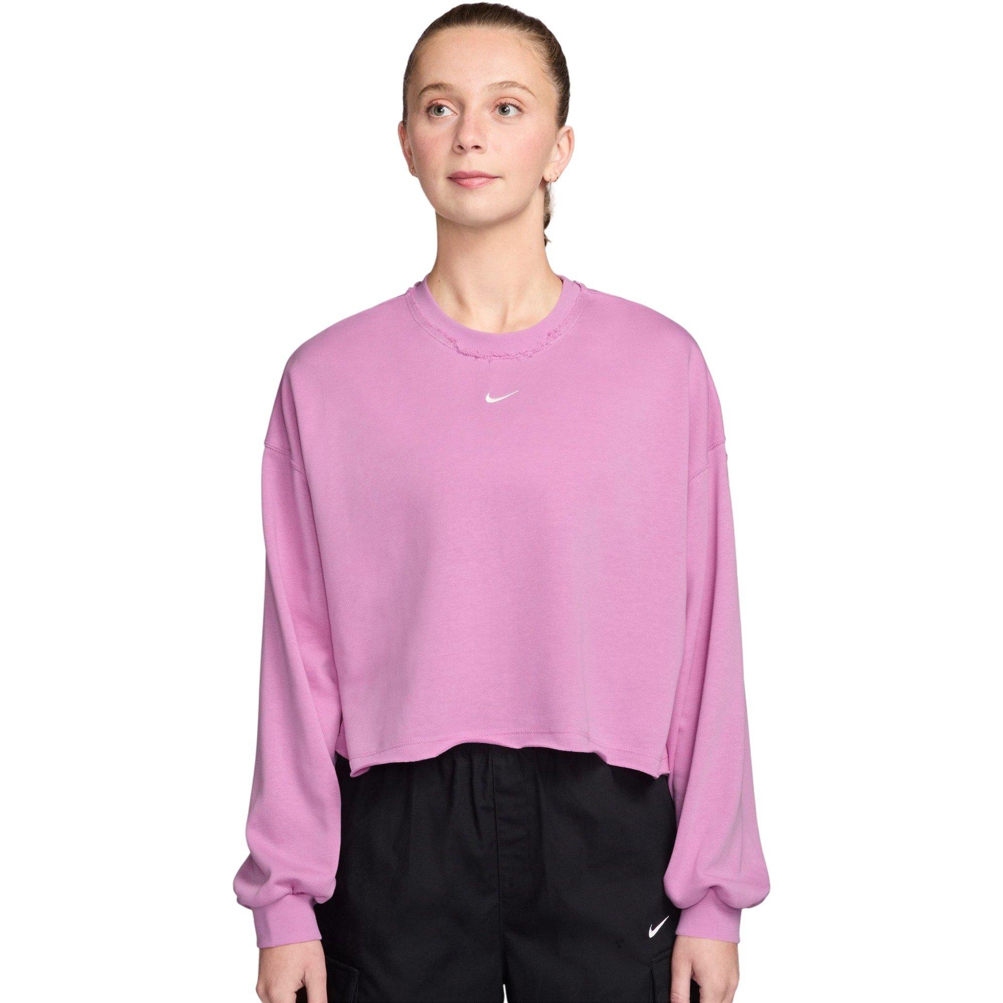 Nike Women's Sportswear Chill Terry Oversized French Terry Crew-Neck Sweatshirt - PINK Thumbnail View 1