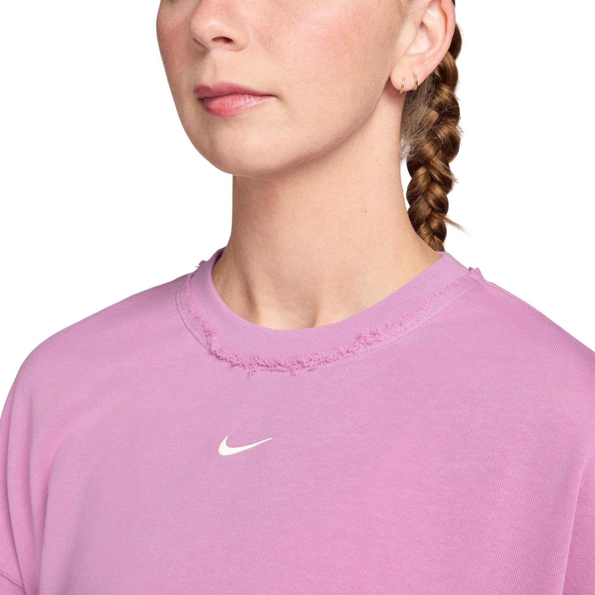 Nike Women's Sportswear Chill Terry Oversized French Terry Crew-Neck Sweatshirt - PINK Thumbnail View 3