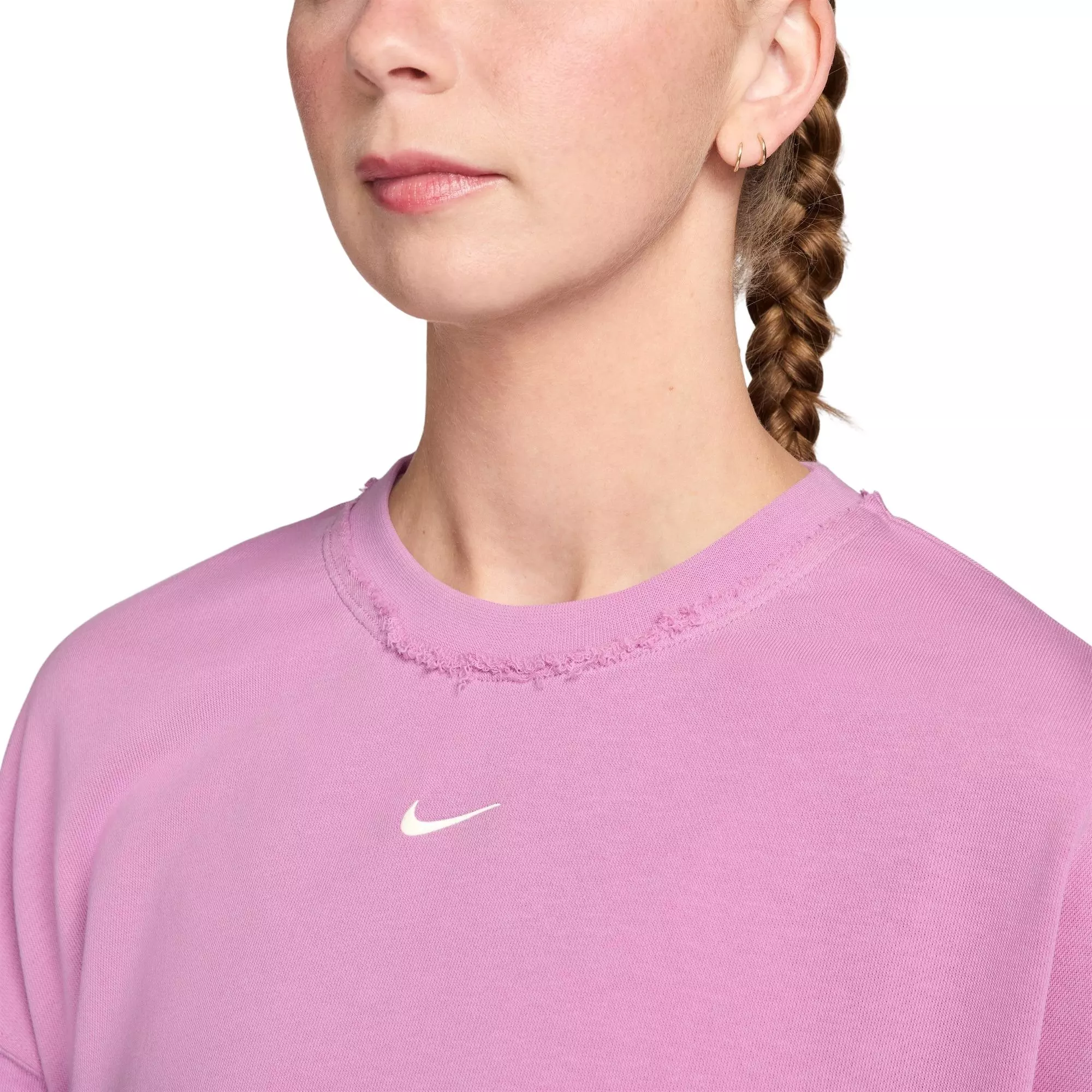 Nike Women's Sportswear Chill Terry Oversized French Terry Crew-Neck Sweatshirt - PINK