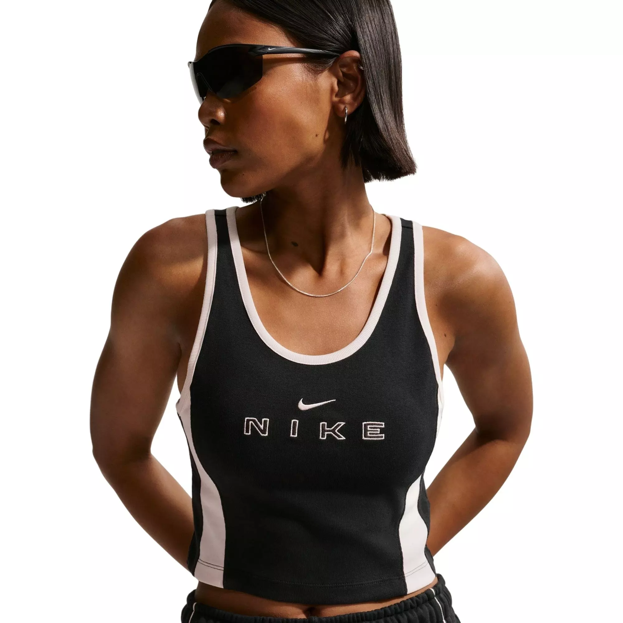 Nike Women's Sportswear Tight Graphic Tank Top - Black/White - BLACK/WHITE