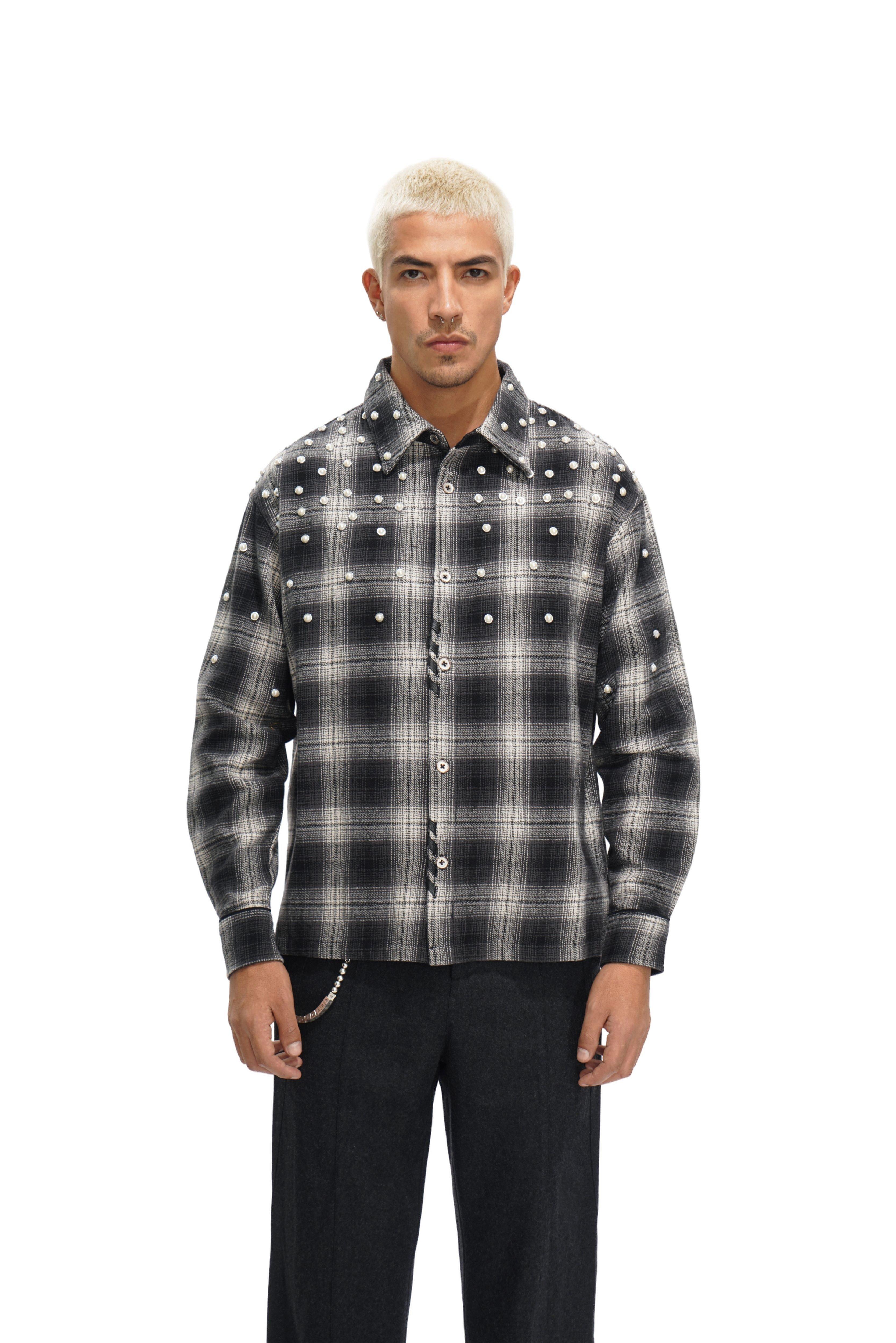Valabasas Men's Cadense Long-Sleeve Woven Shirt - Black/White - BLACK Thumbnail View 1