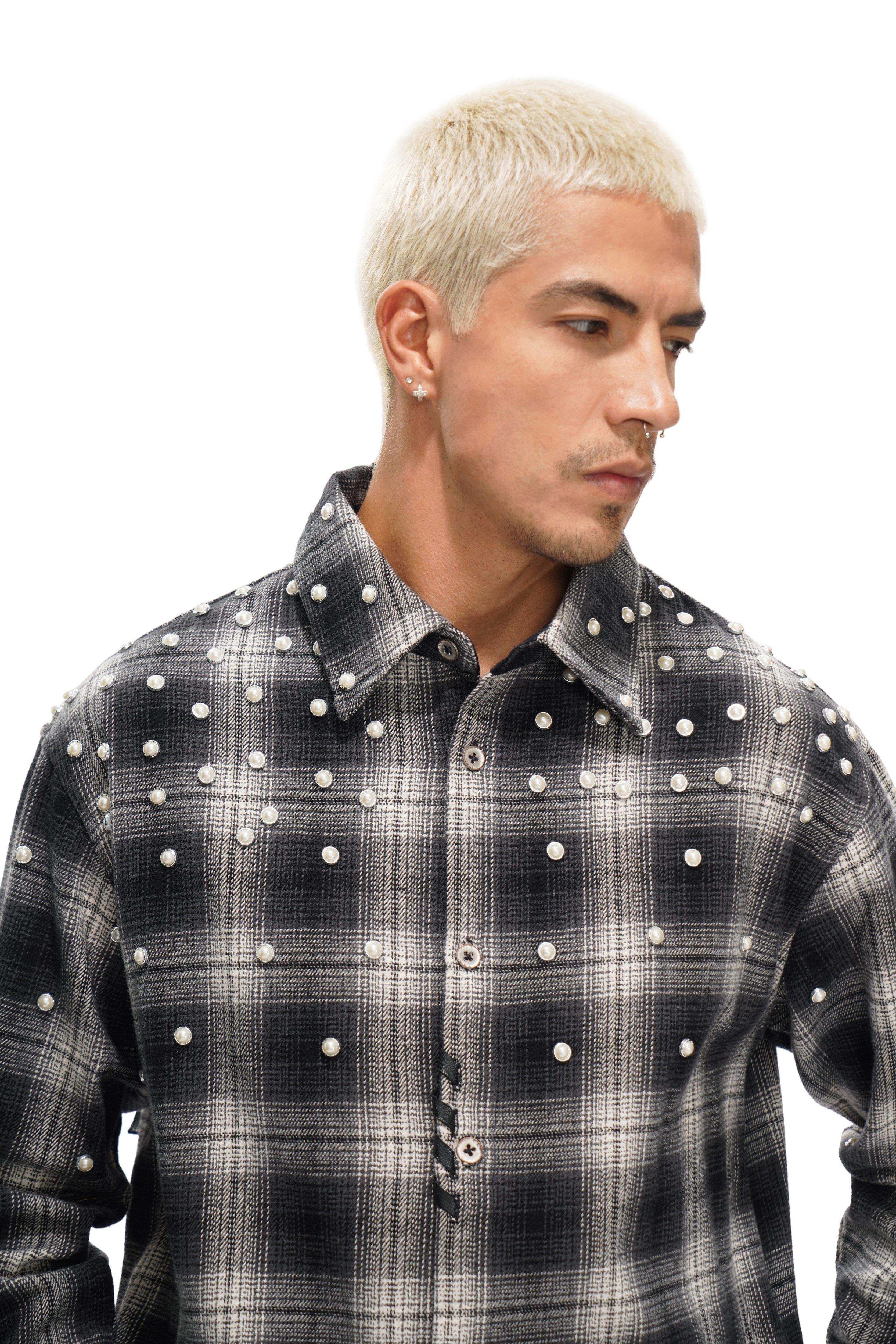 Valabasas Men's Cadense Long-Sleeve Woven Shirt - Black/White - BLACK Thumbnail View 5