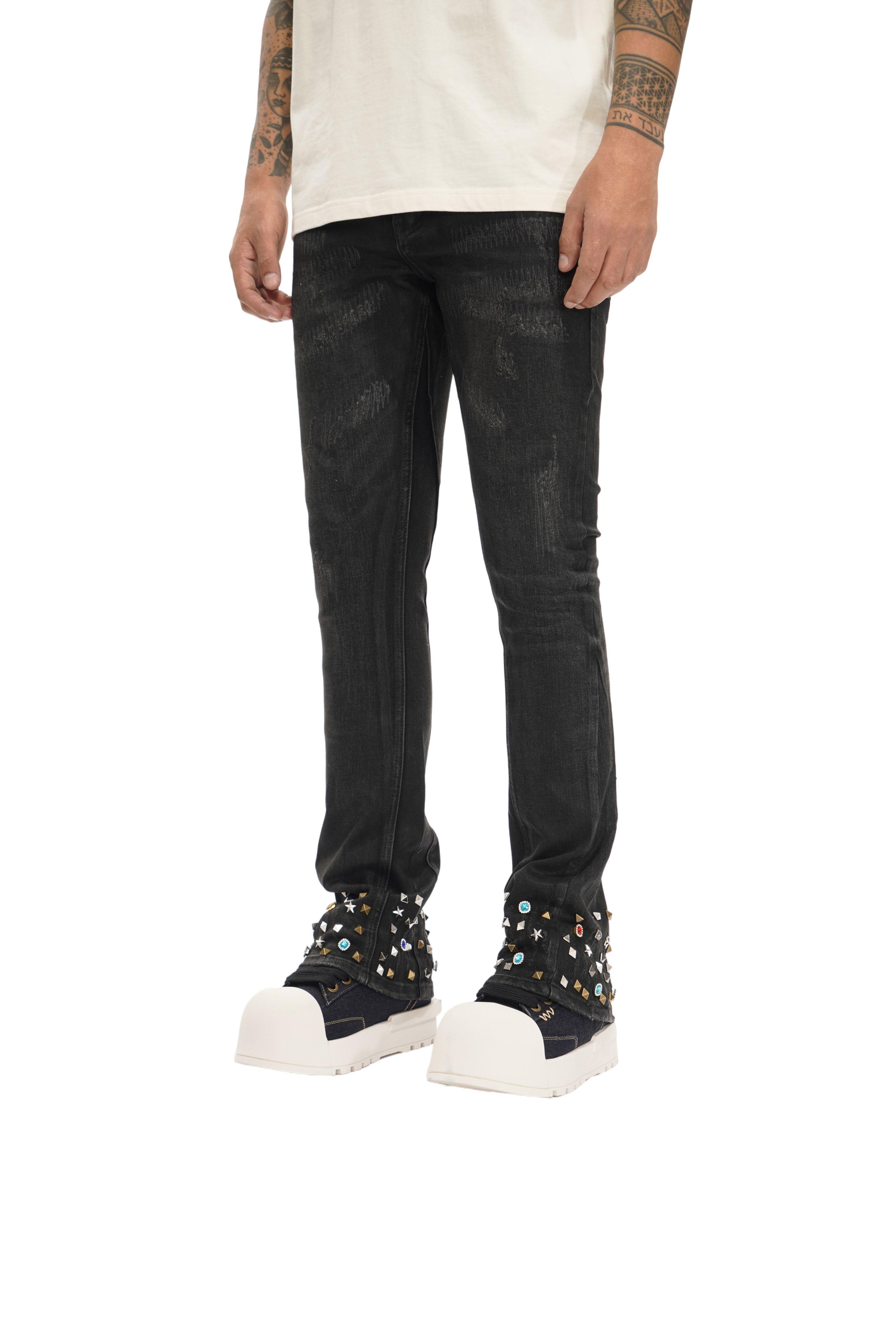 Valabasas Men's Ion Stacked Denim Jeans - Grey Washed Wax - GREY Thumbnail View 3