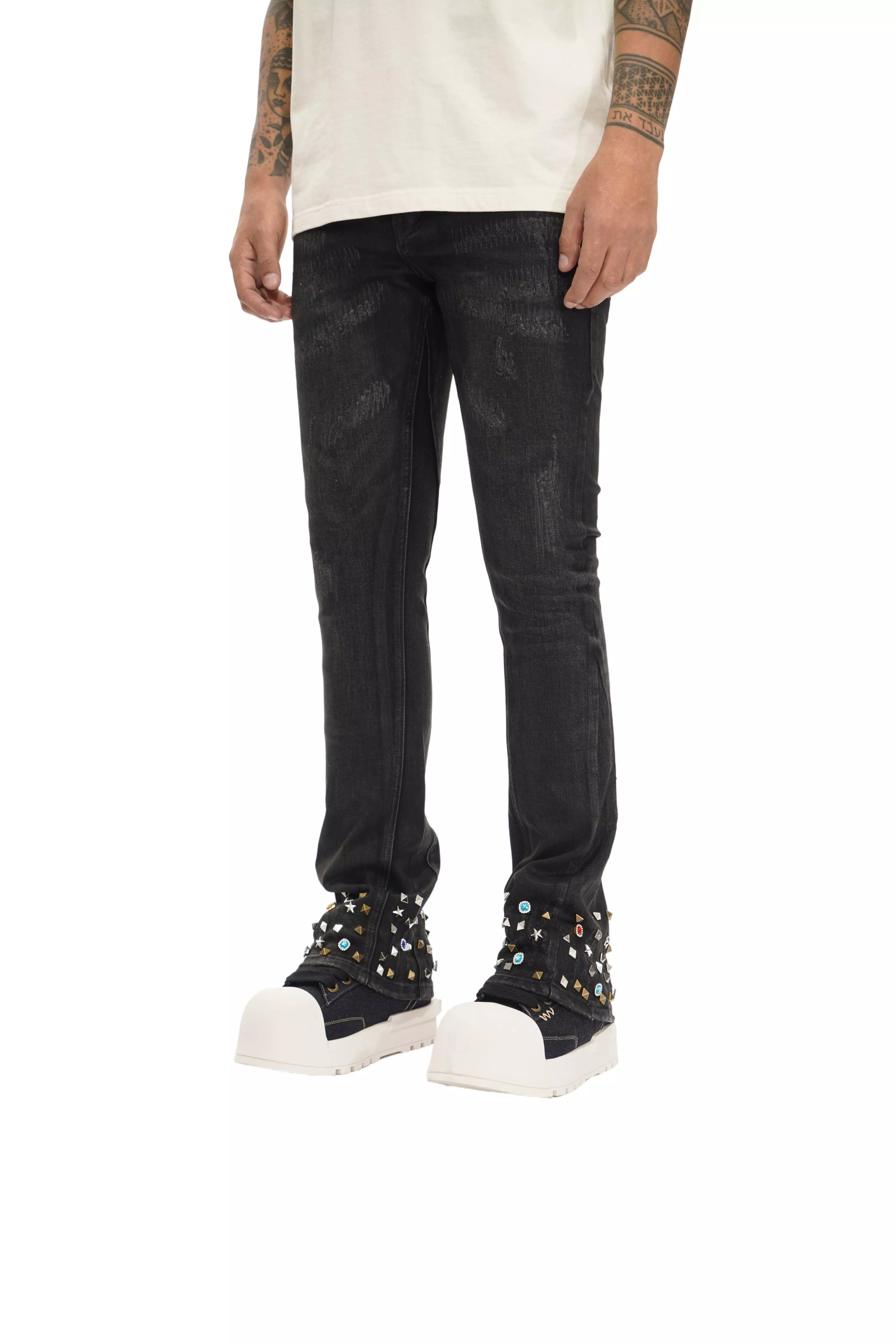 Valabasas Men's Ion Stacked Denim Jeans - Grey Washed Wax - GREY