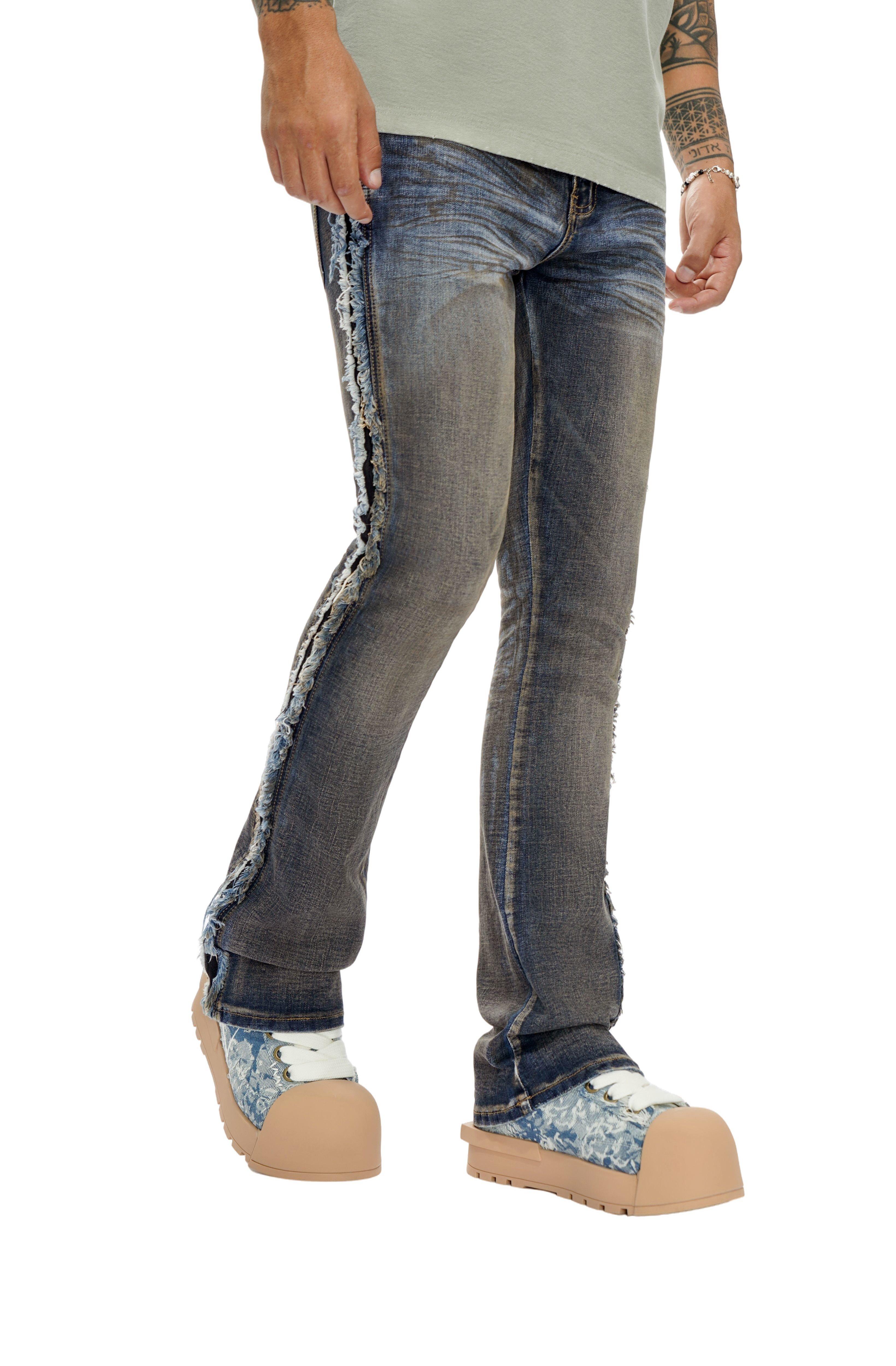 Valabasas Men's Burrow Stacked Denim Jeans - Blue/Black - BLUE/BLACK Thumbnail View 5