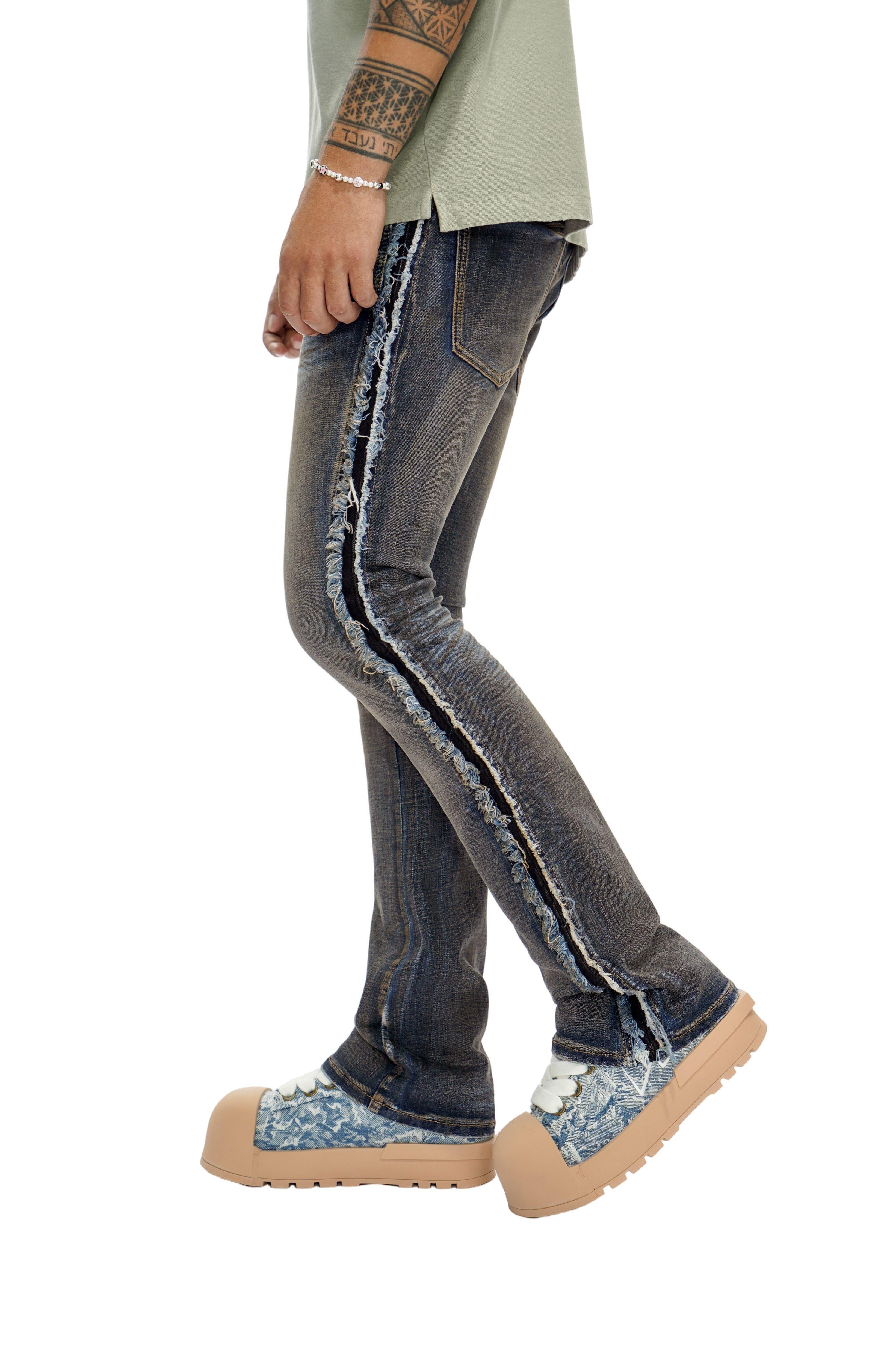 Valabasas Men's Burrow Stacked Denim Jeans - Blue/Black - BLUE/BLACK Thumbnail View 6