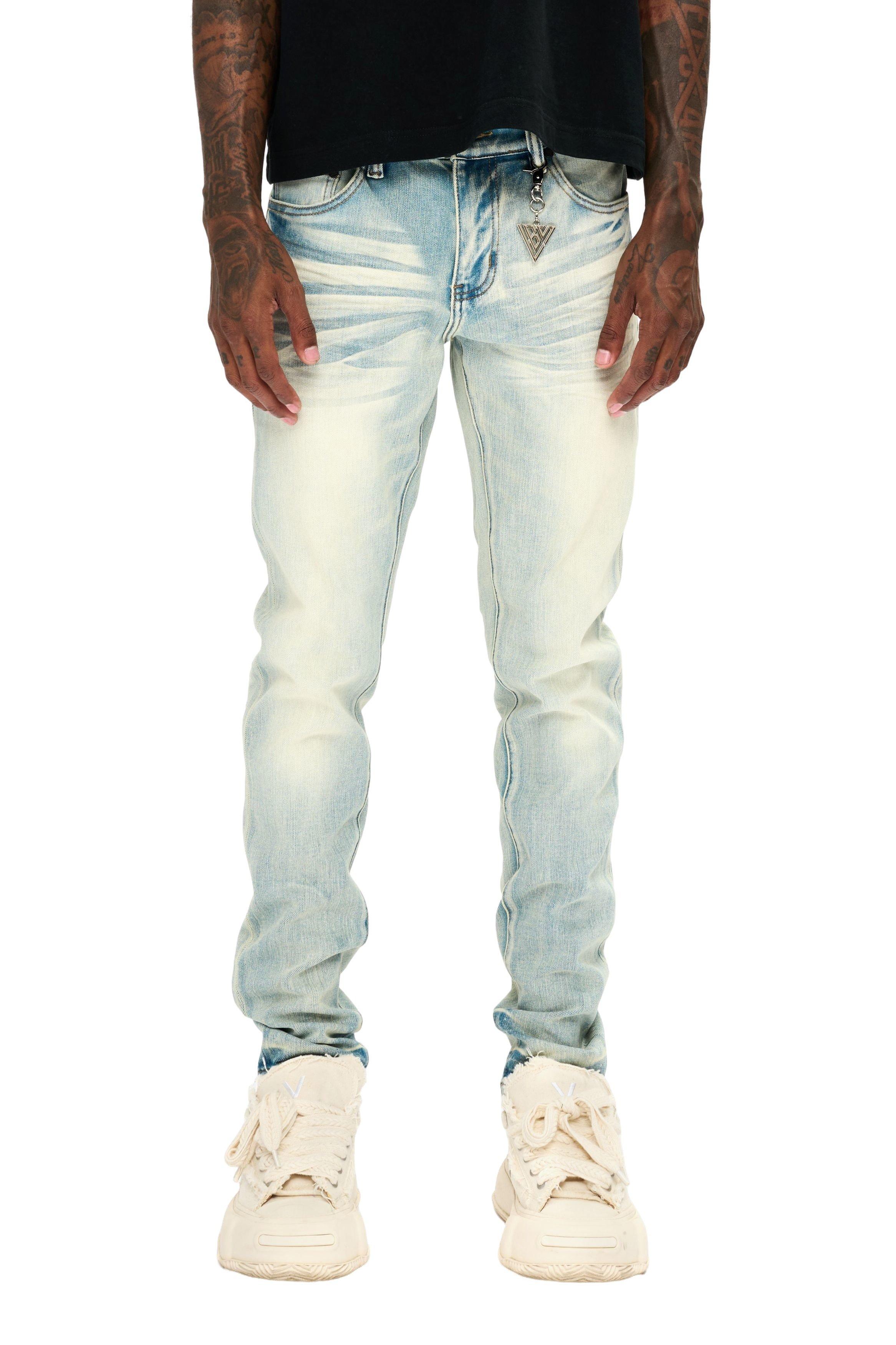 Valabasas Men's Mr. Slim Stretch Denim Jeans - Light Wash - LT BLUE Thumbnail View 1