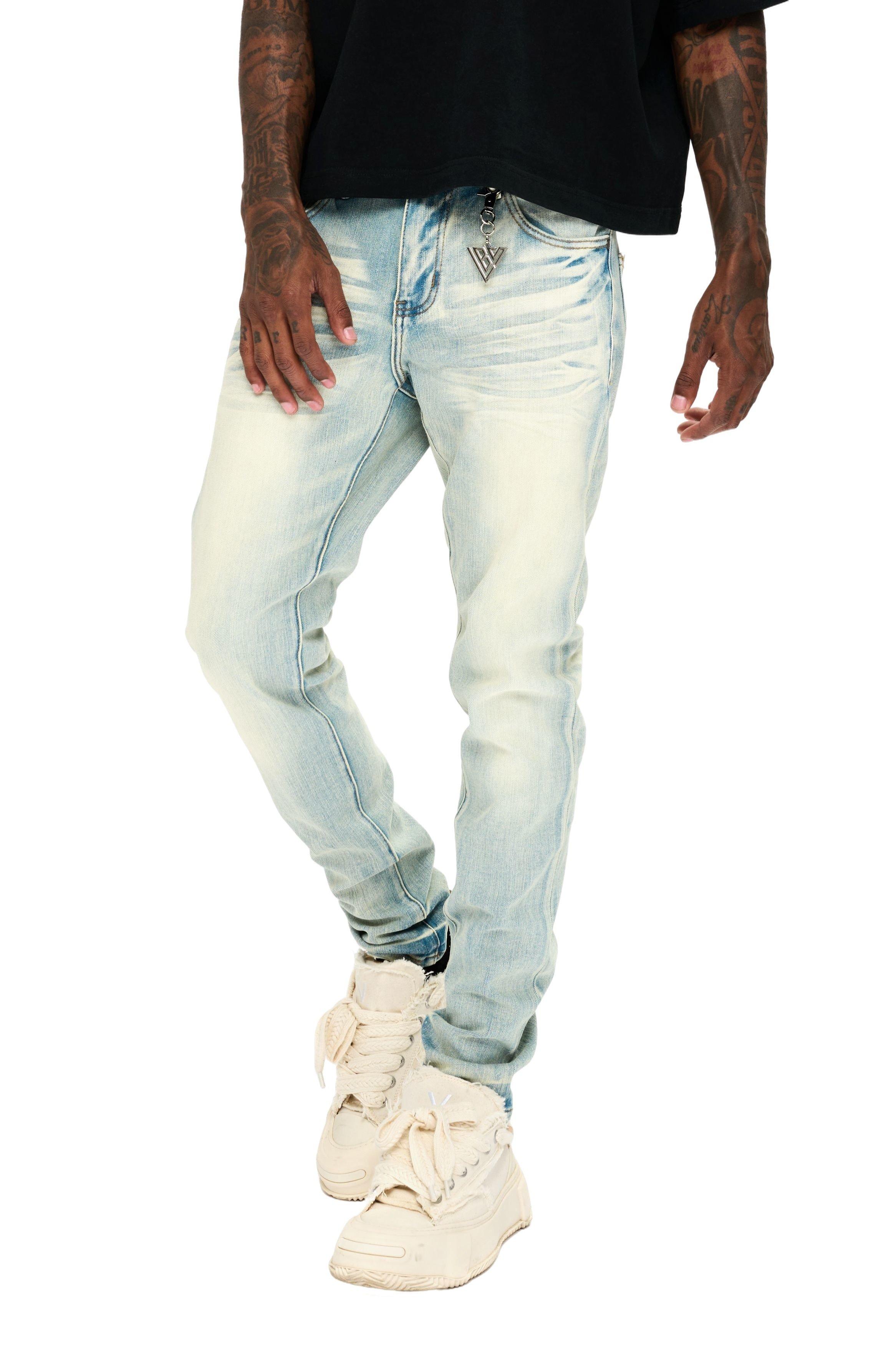 Valabasas Men's Mr. Slim Stretch Denim Jeans - Light Wash - LT BLUE Thumbnail View 5