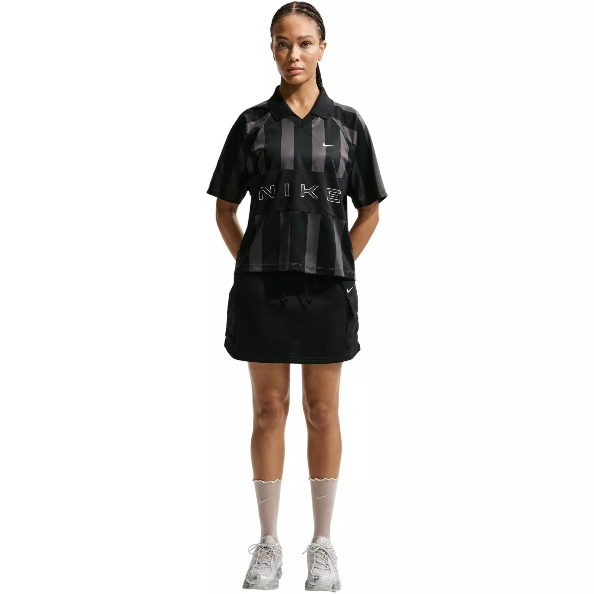 Nike Women's Sportswear Oversized Jersey - BLACK/GREY