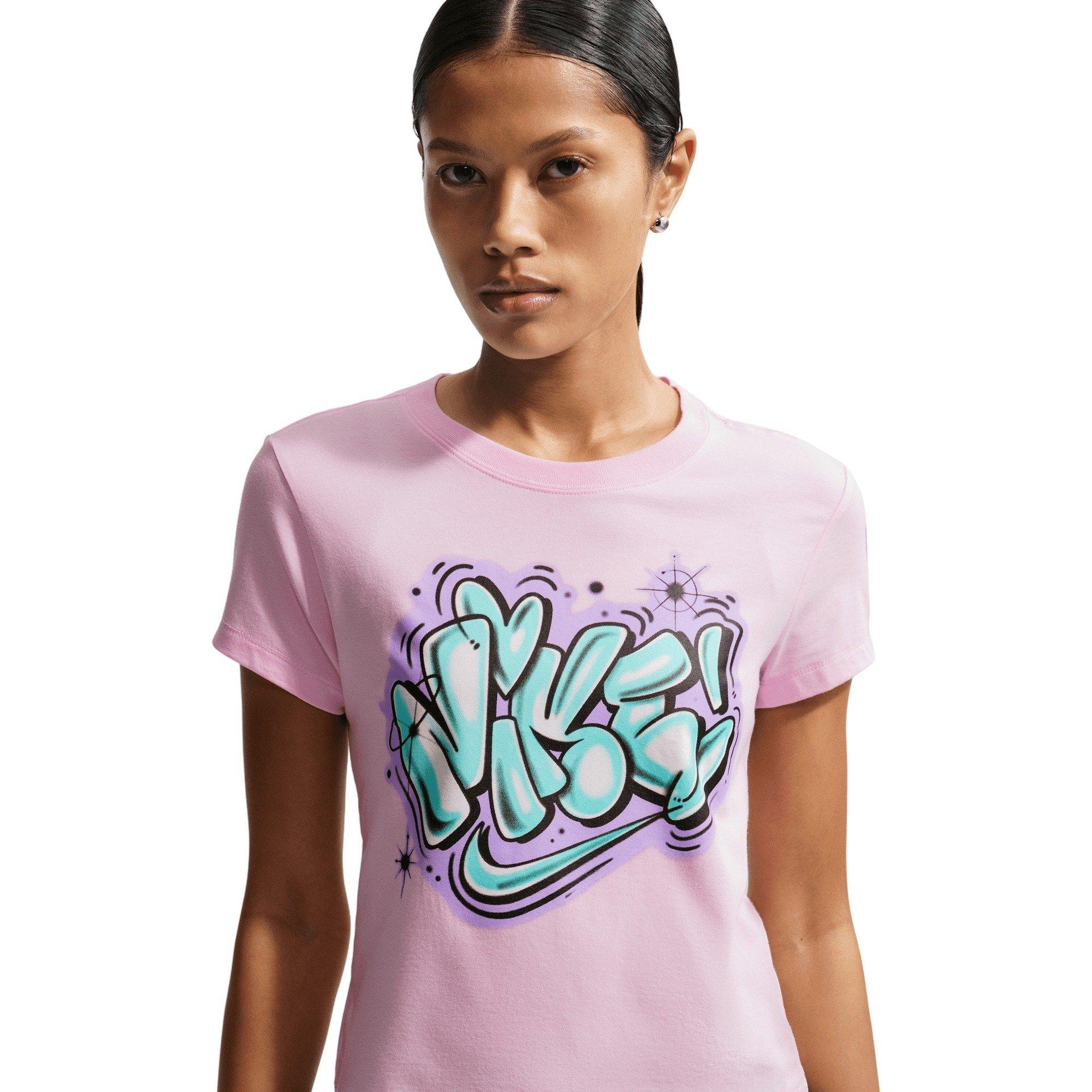 Nike Women's Sportswear Chill Knit Slim Cropped Tee - Pink - PINK Thumbnail View 3