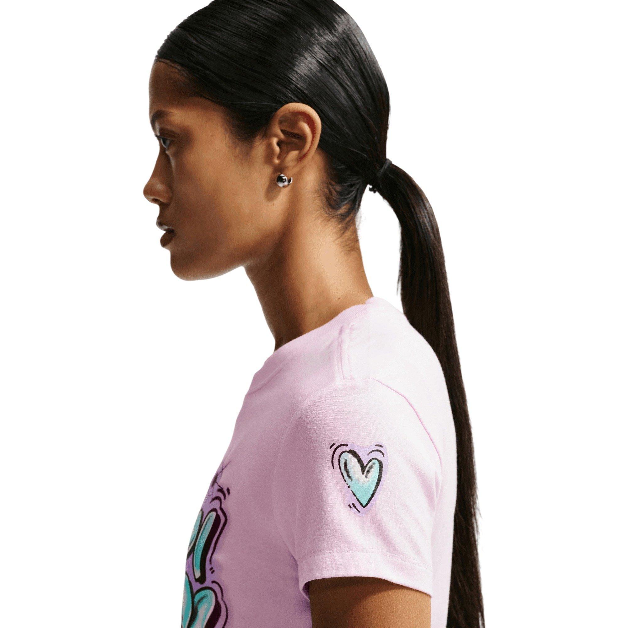 Nike Women's Sportswear Chill Knit Slim Cropped Tee - Pink - PINK Thumbnail View 4