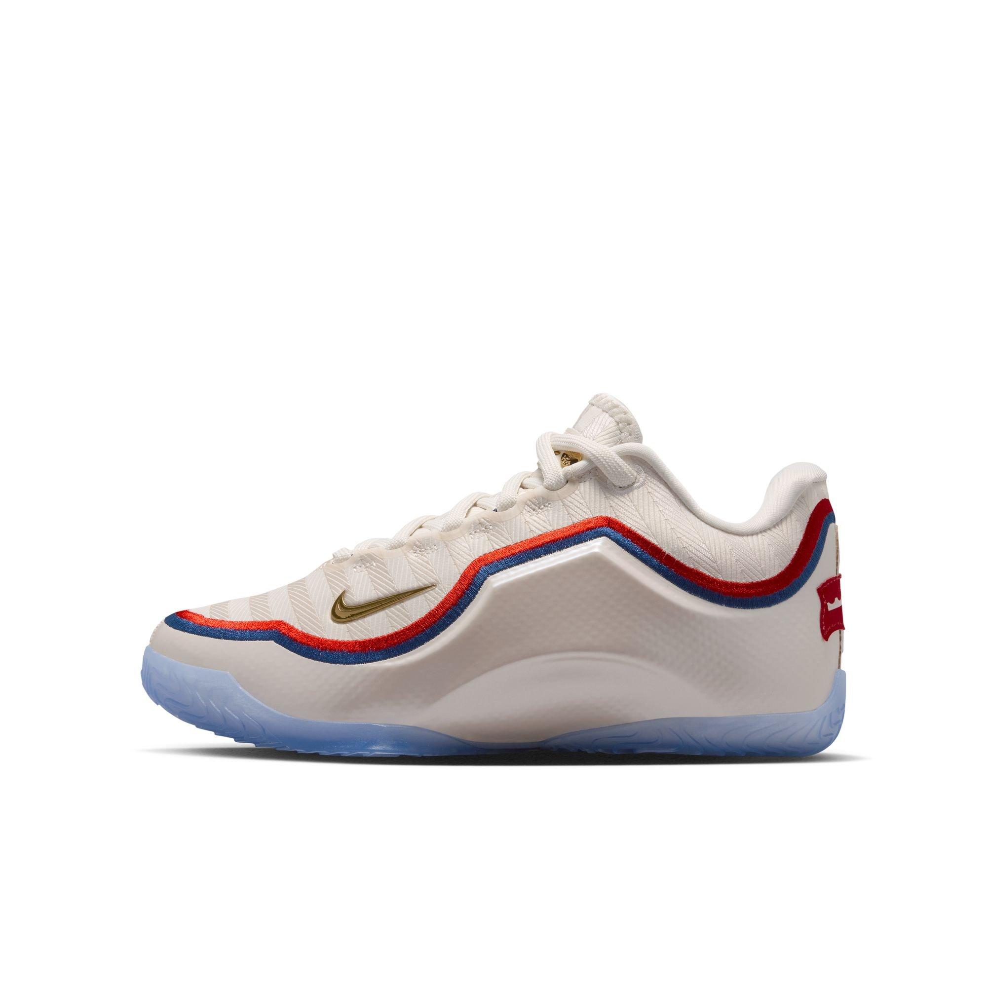 Nike LeBron XXIII "Old Glory" Grade School Kids' Basketball Shoe - PALE IVORY/METALLIC GOLD/UNIVERSITY RED Thumbnail View 10