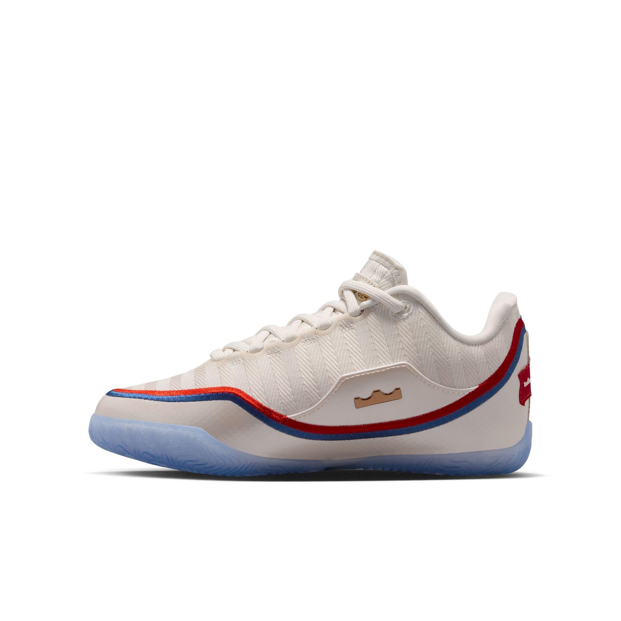 Nike LeBron XXIII "Old Glory" Grade School Kids' Basketball Shoe - PALE IVORY/METALLIC GOLD/UNIVERSITY RED Thumbnail View 11