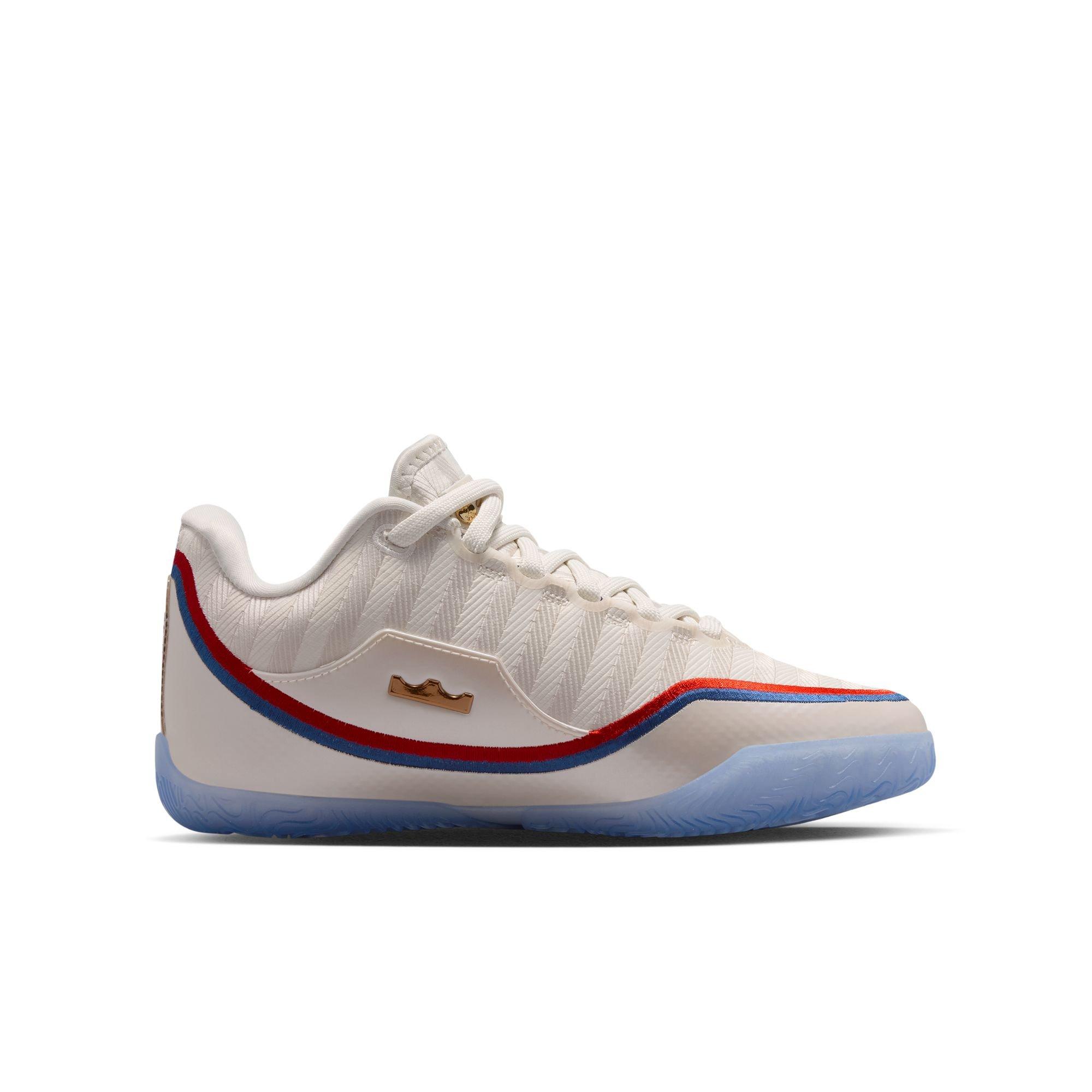 Nike LeBron XXIII "Old Glory" Big Kids' Basketball Shoe - PALE IVORY/METALLIC GOLD/UNIVERSITY RED Thumbnail View 3