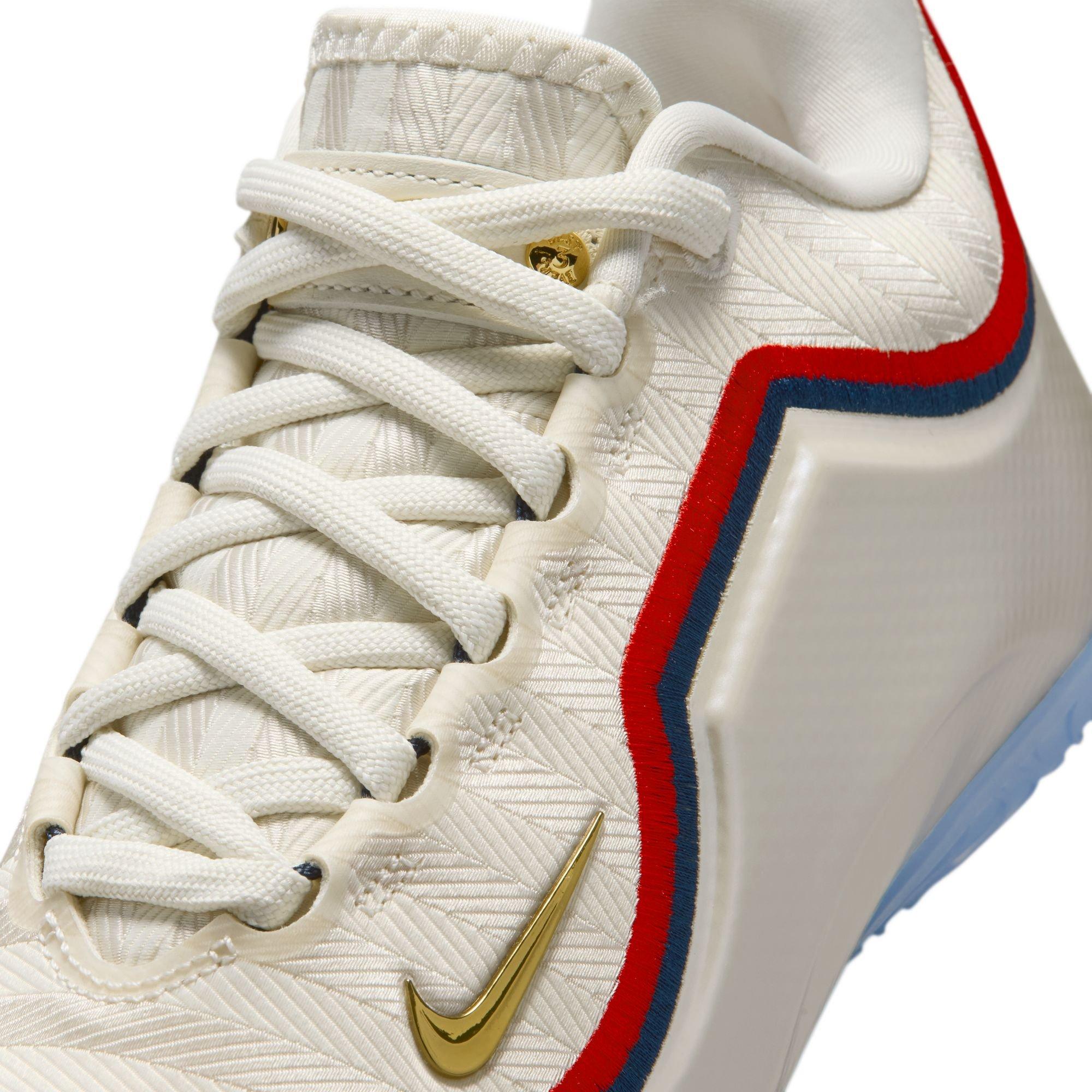 Nike LeBron XXIII "Old Glory" Grade School Kids' Basketball Shoe - PALE IVORY/METALLIC GOLD/UNIVERSITY RED Thumbnail View 5