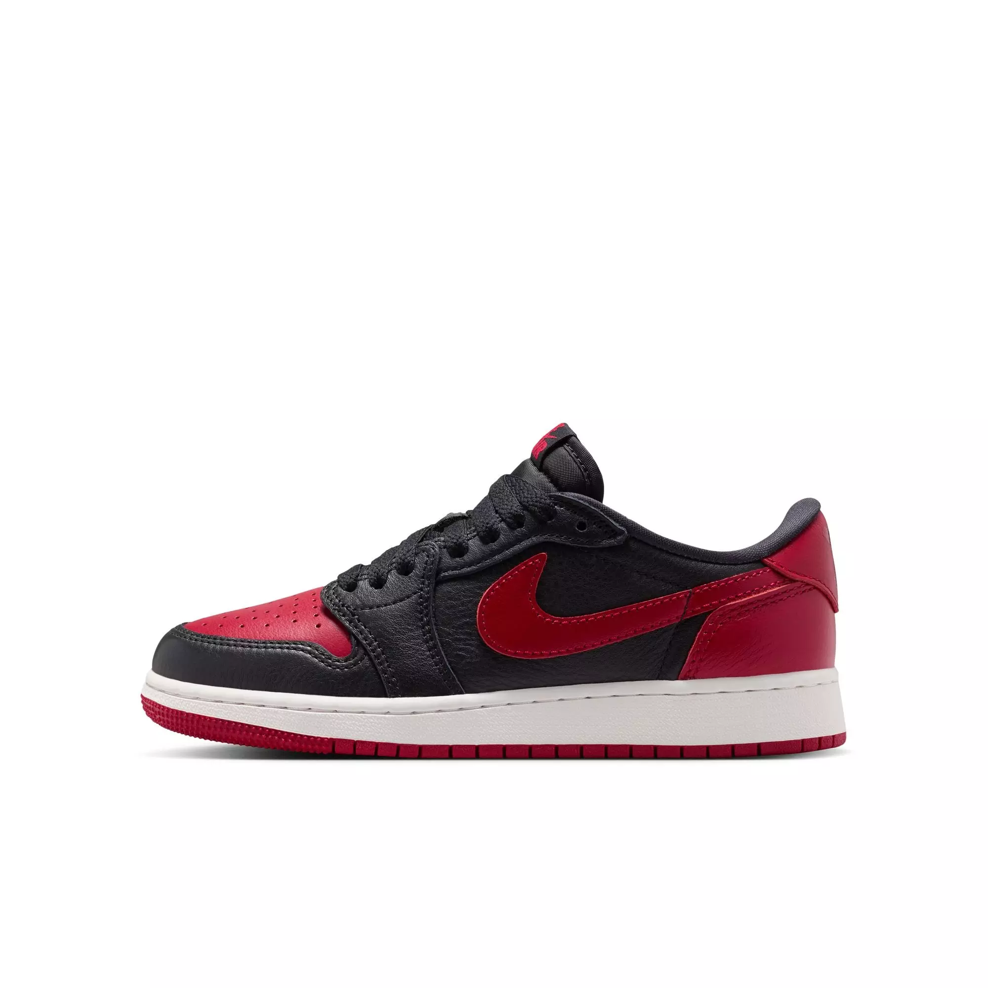 Jordan 1 Low OG "Banned" Grade School Kids' Shoe - BLACK/VARSITY RED/SUMMIT WHITE