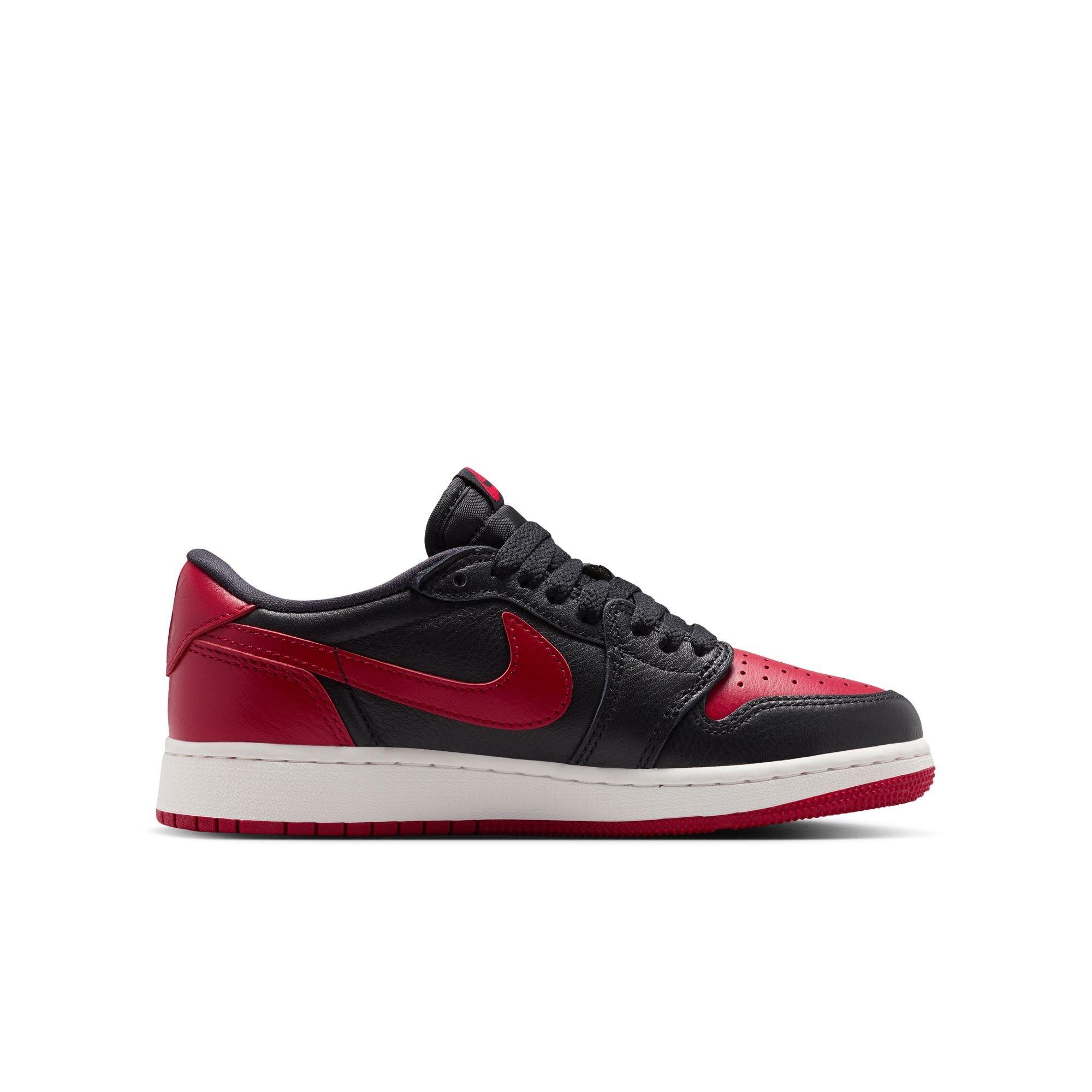 Jordan 1 Low OG "Banned" Grade School Kids' Shoe - BLACK/VARSITY RED/SUMMIT WHITE Thumbnail View 3