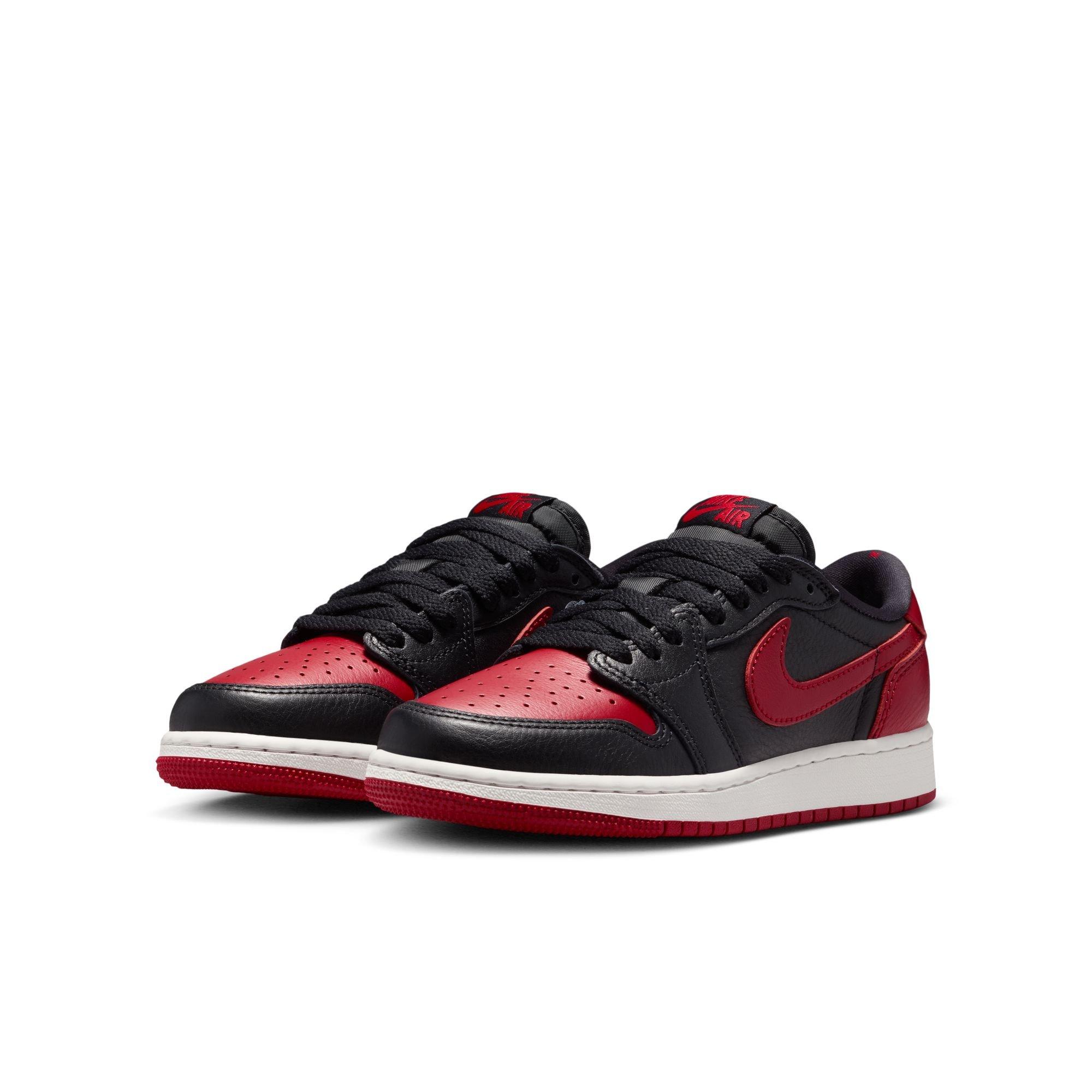 Jordan 1 Low OG "Banned" Grade School Kids' Shoe - BLACK/VARSITY RED/SUMMIT WHITE Thumbnail View 4