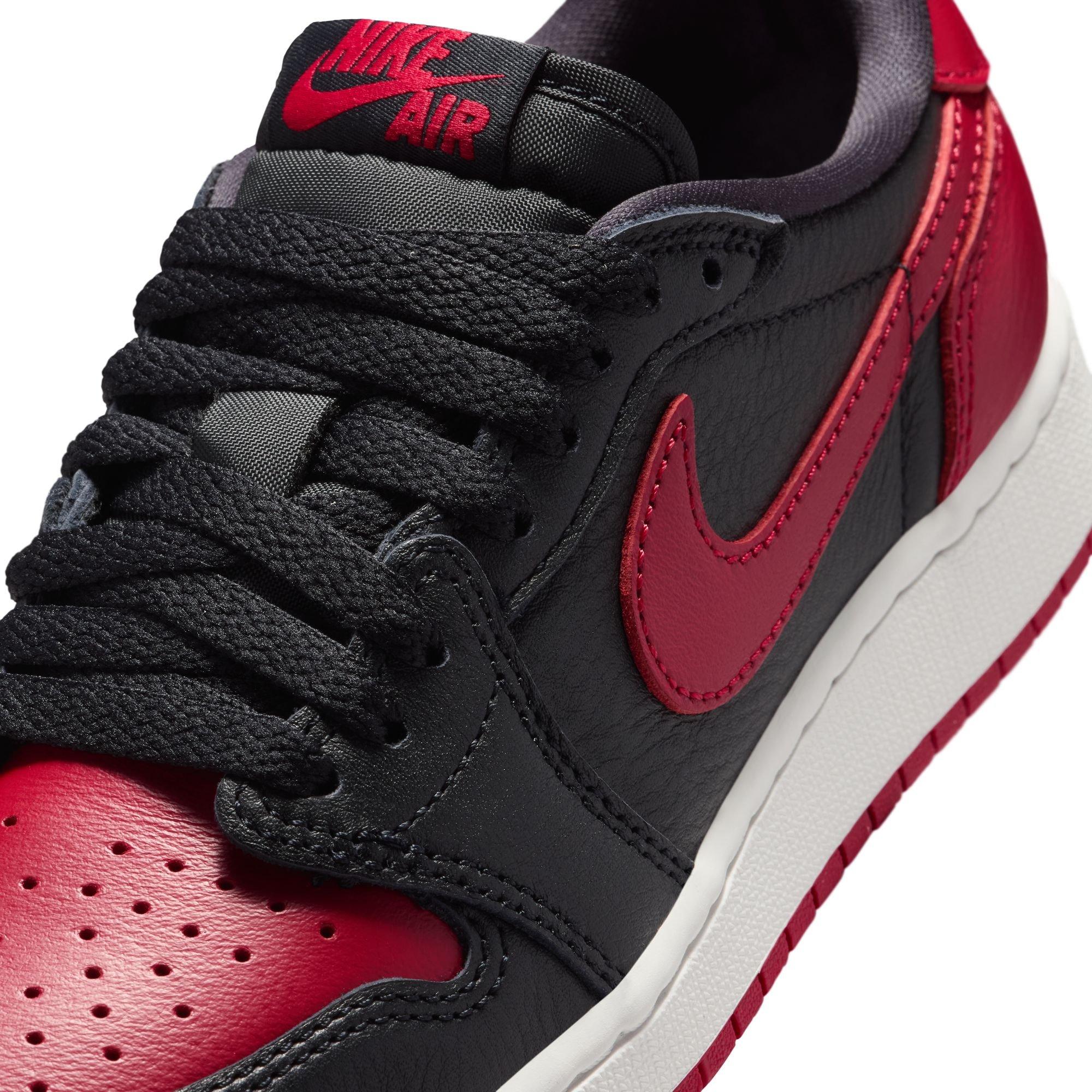 Jordan 1 Low OG "Banned" Grade School Kids' Shoe - BLACK/VARSITY RED/SUMMIT WHITE Thumbnail View 5