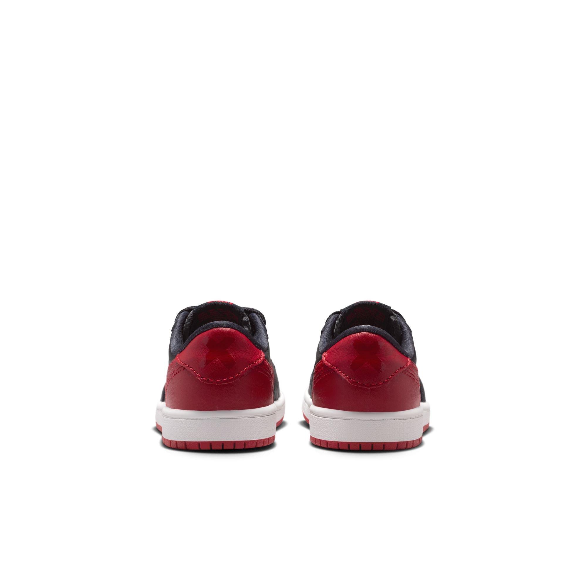 Jordan 1 Low OG "Banned" Preschool Kids' Shoe - BLACK/VARSITY RED/SUMMIT WHITE Thumbnail View 11