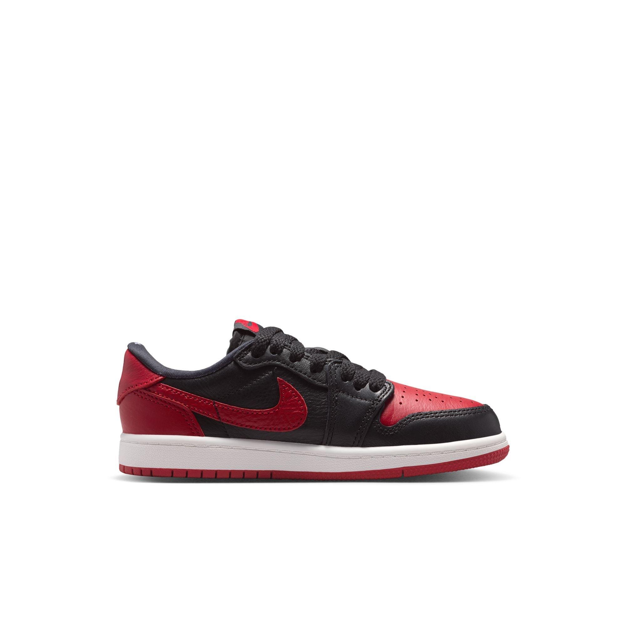 Jordan 1 Low OG "Banned" Preschool Kids' Shoe - BLACK/VARSITY RED/SUMMIT WHITE Thumbnail View 3