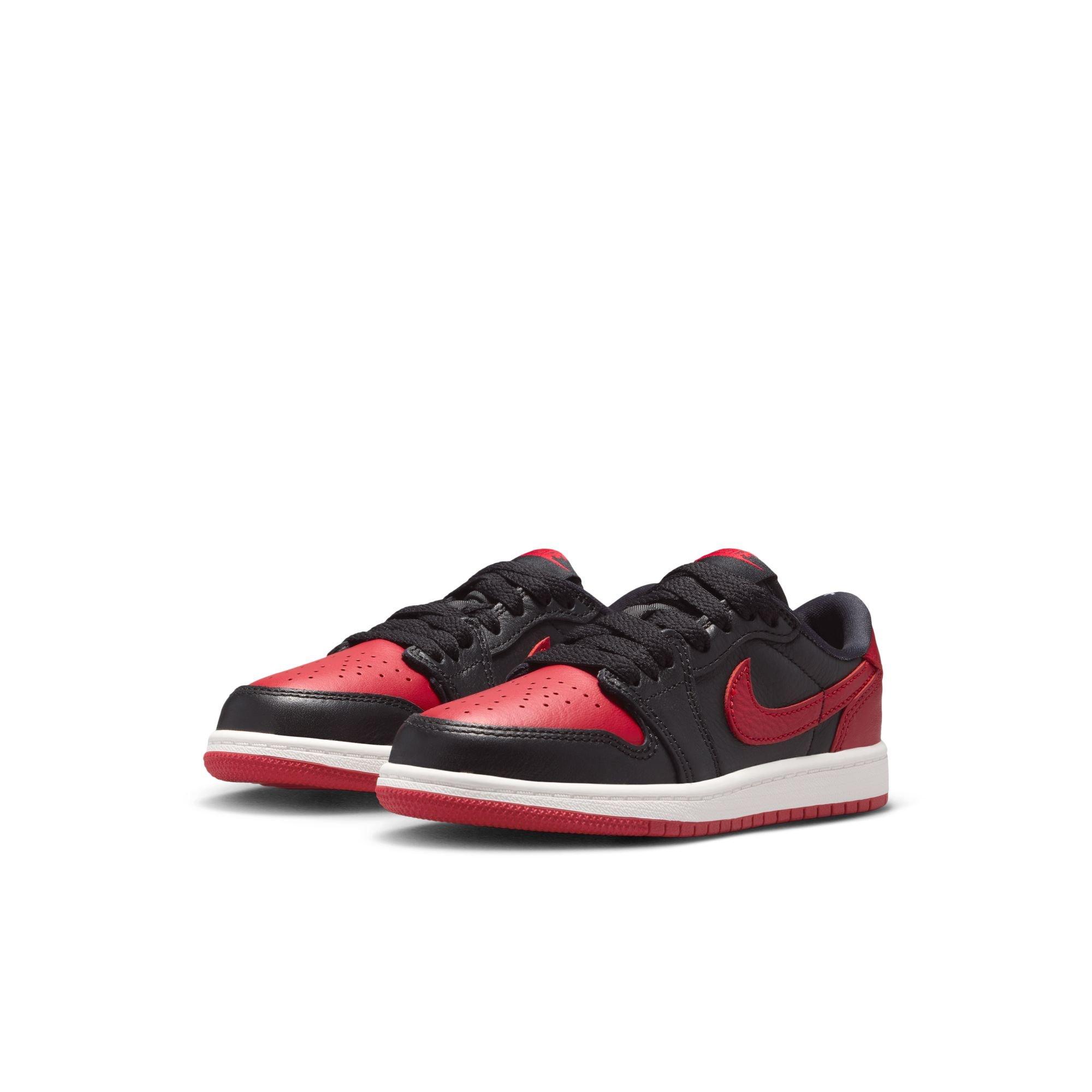 Jordan 1 Low OG "Banned" Preschool Kids' Shoe - BLACK/VARSITY RED/SUMMIT WHITE Thumbnail View 4