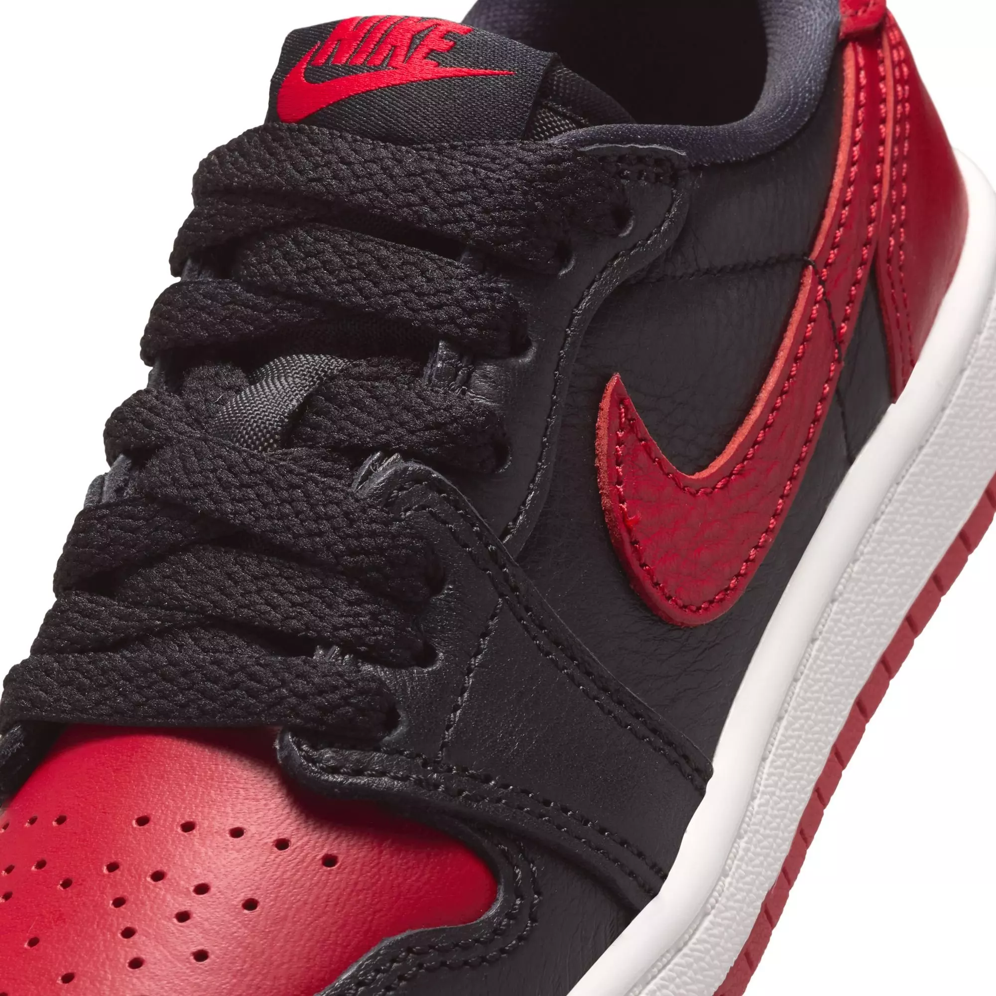 Jordan 1 Low OG "Banned" Preschool Kids' Shoe - BLACK/VARSITY RED/SUMMIT WHITE