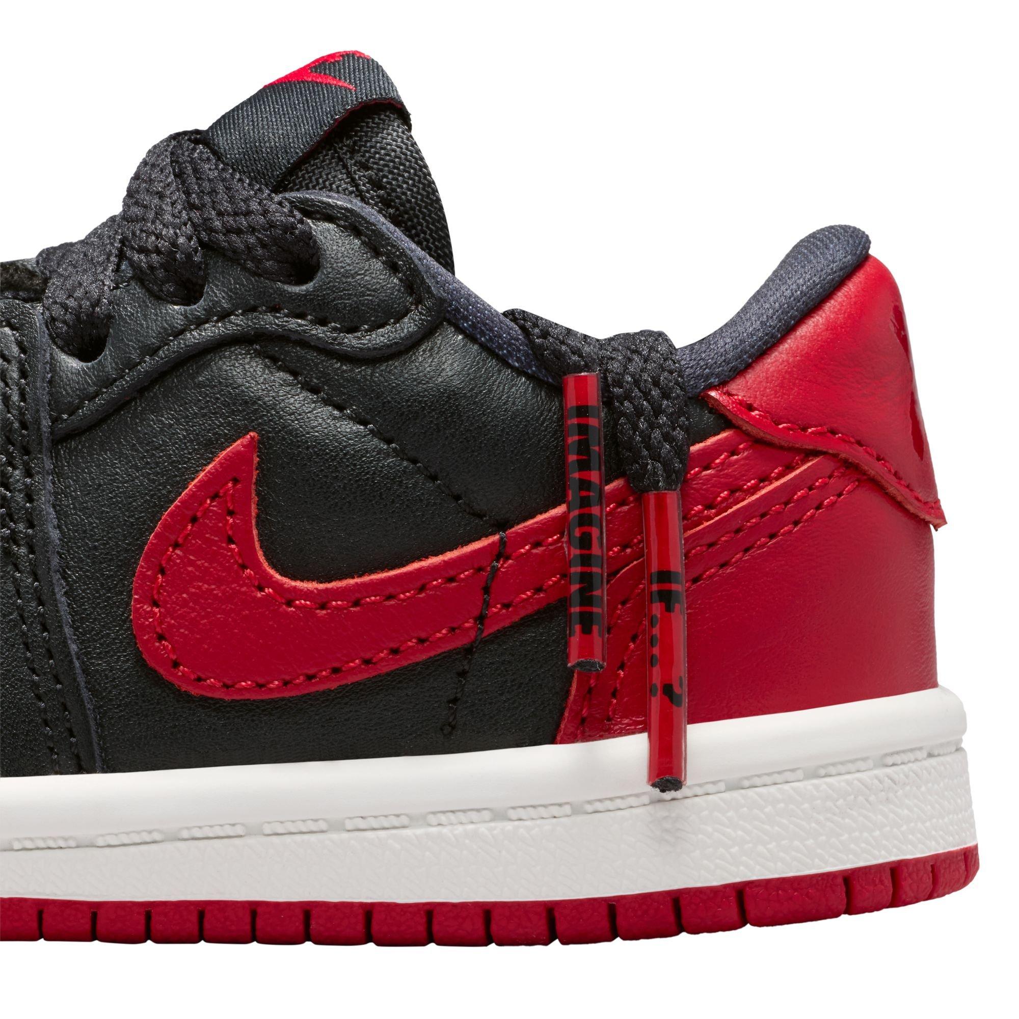 Jordan 1 Low OG "Banned" Toddler Kids' Shoe - BLACK/VARSITY RED/SUMMIT WHITE Thumbnail View 6