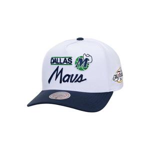 Mitchell & Ness Dallas Mavericks Bill Smack Snapback Hat-White/Navy