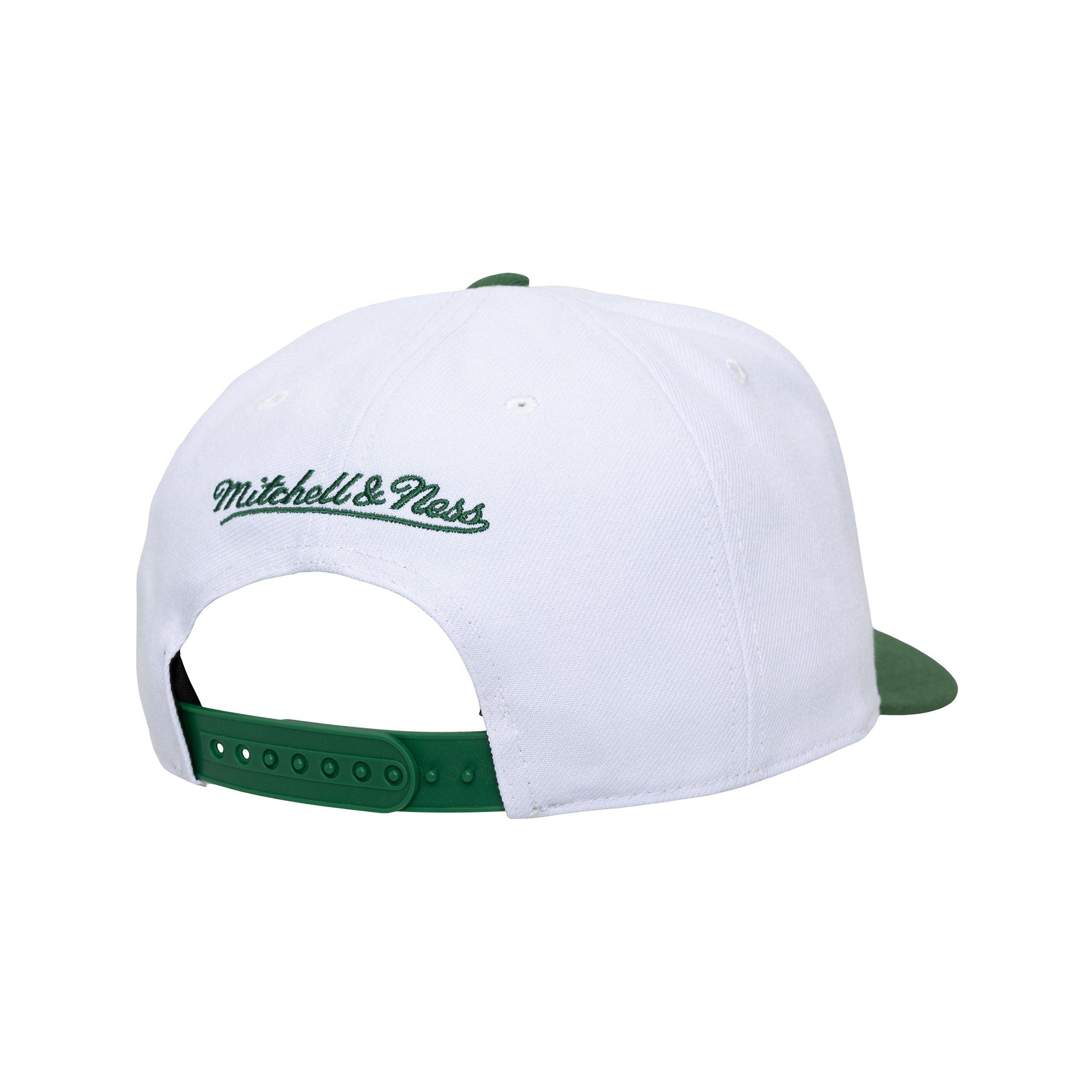 Mitchell & Ness Milwaukee Bucks Bill Smack White/Green Snapback Hat