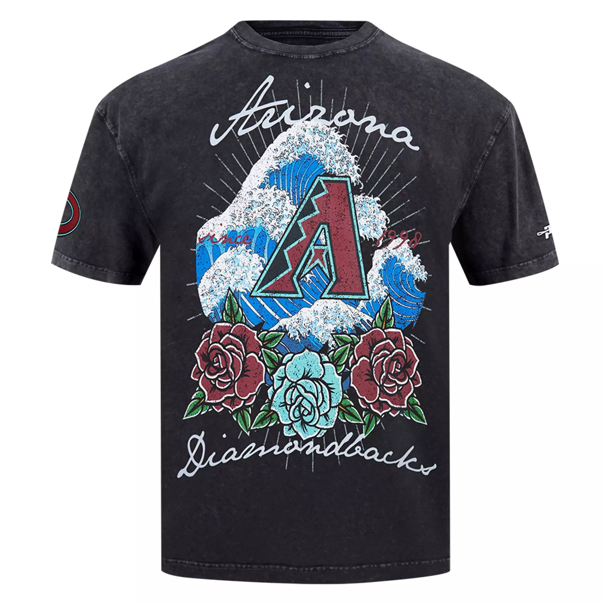 Pro Standard Arizona Diamondbacks Waves Roses Tee Shirt-Black - BLACK