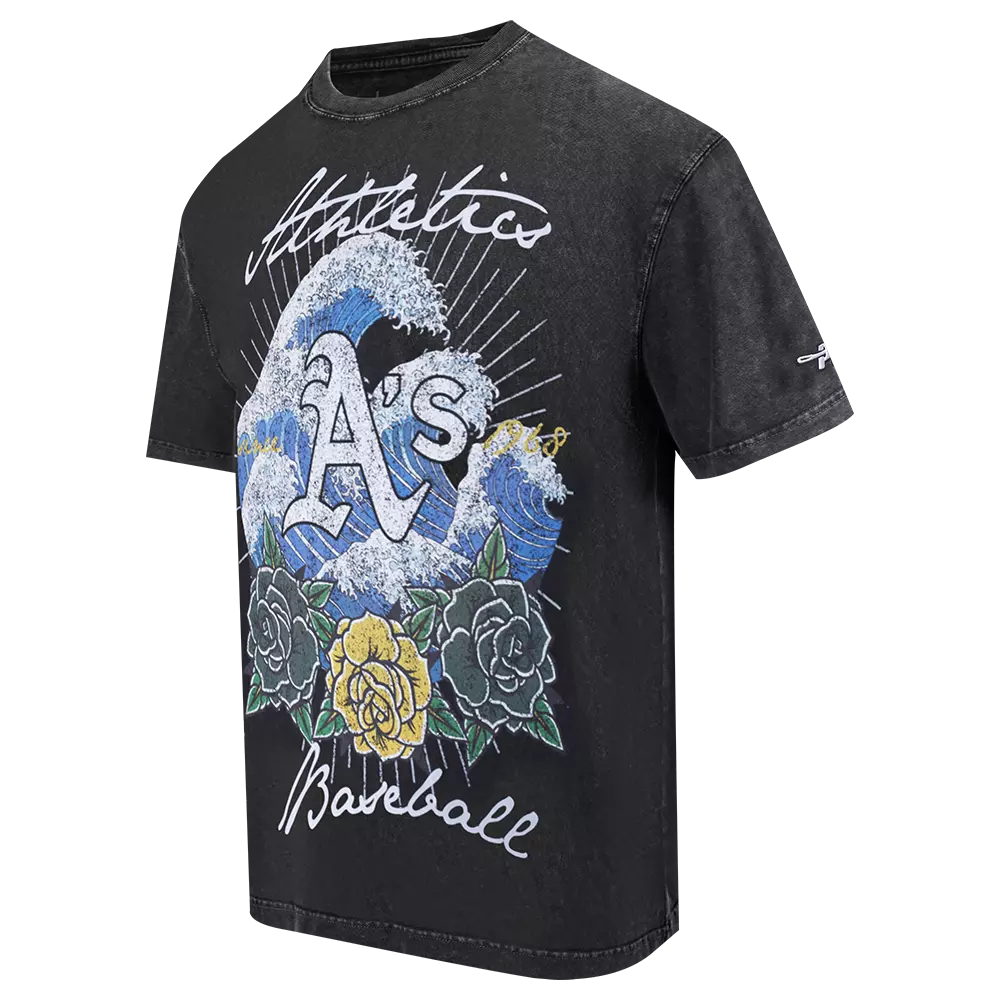 Pro Standard Oakland Athletics Waves Roses Tee Shirt-Black - BLACK