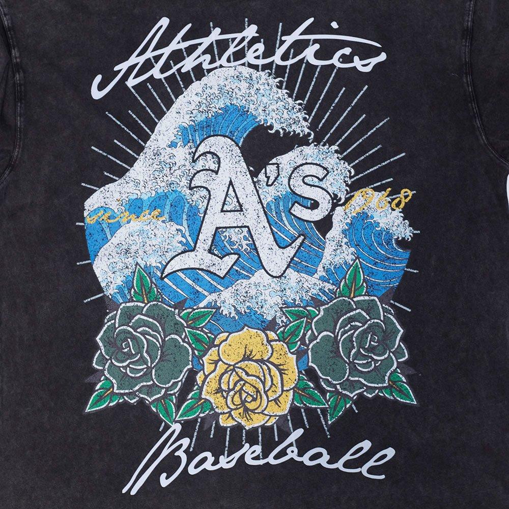 Pro Standard Oakland Athletics Waves Roses Tee Shirt-Black - BLACK Thumbnail View 5