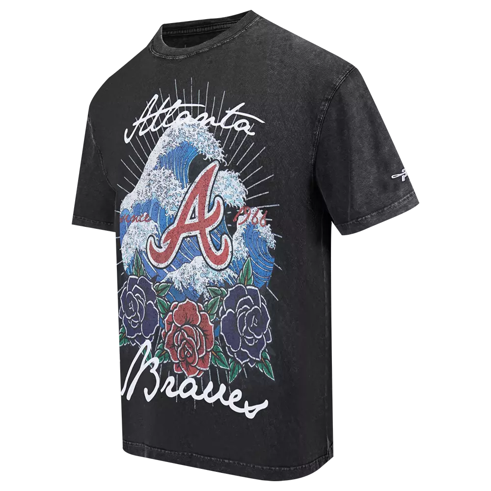 Pro Standard Atlanta Braves Waves Roses Tee Shirt-Black - BLACK